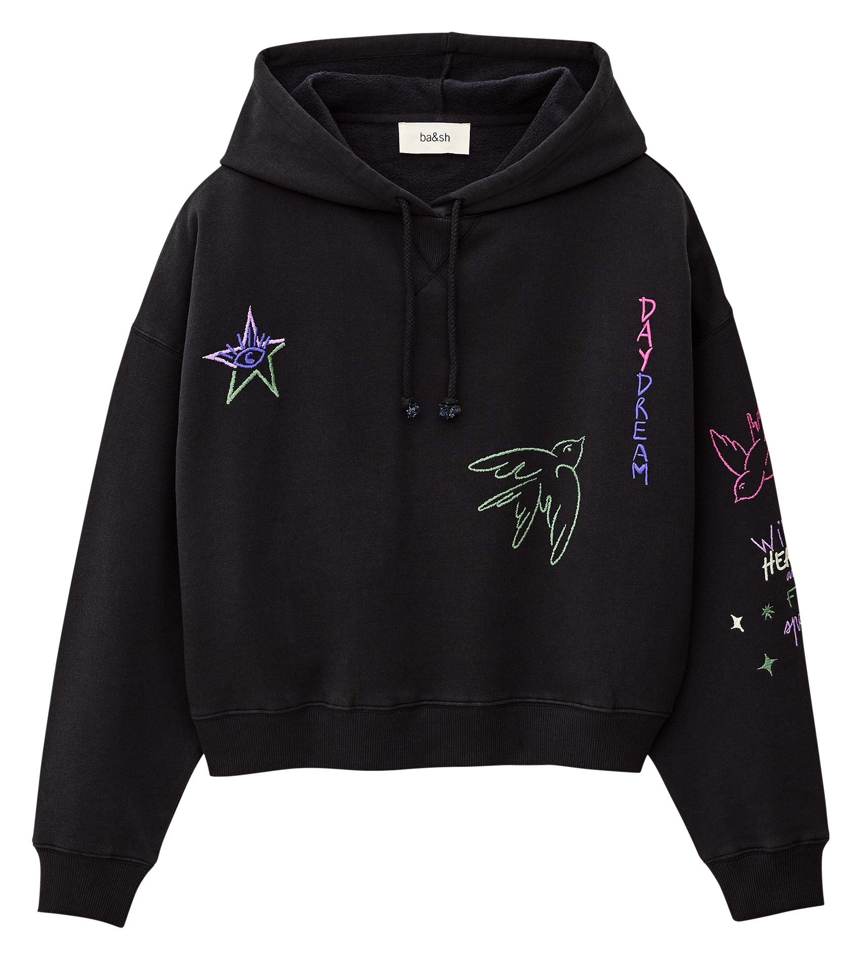 Sweat à capuche brodé BA&SH Noir