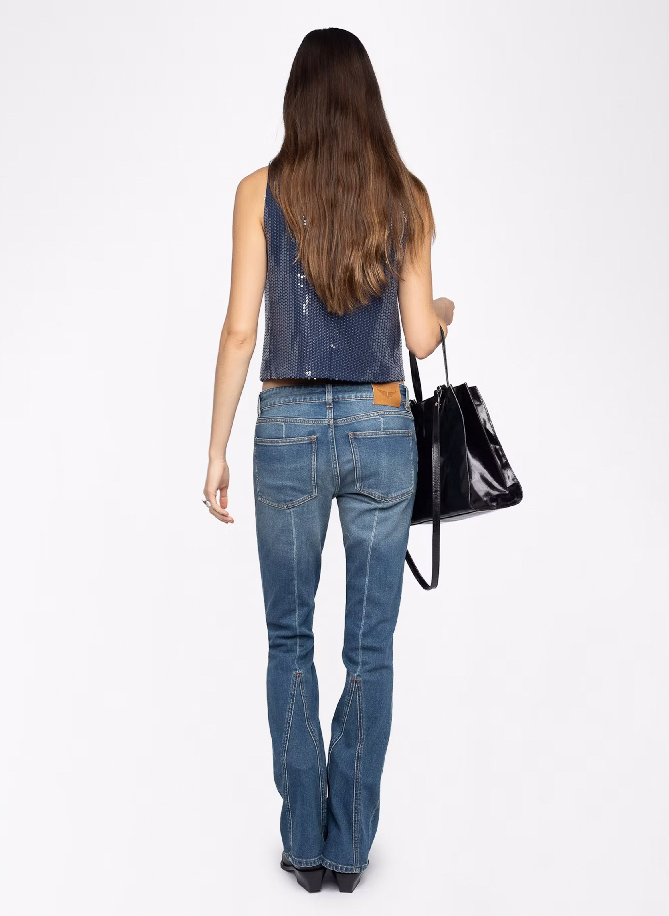 Gerade geschnittene Strickjacke mit V-Ausschnitt und Pailletten ZADIG&VOLTAIRE Blau