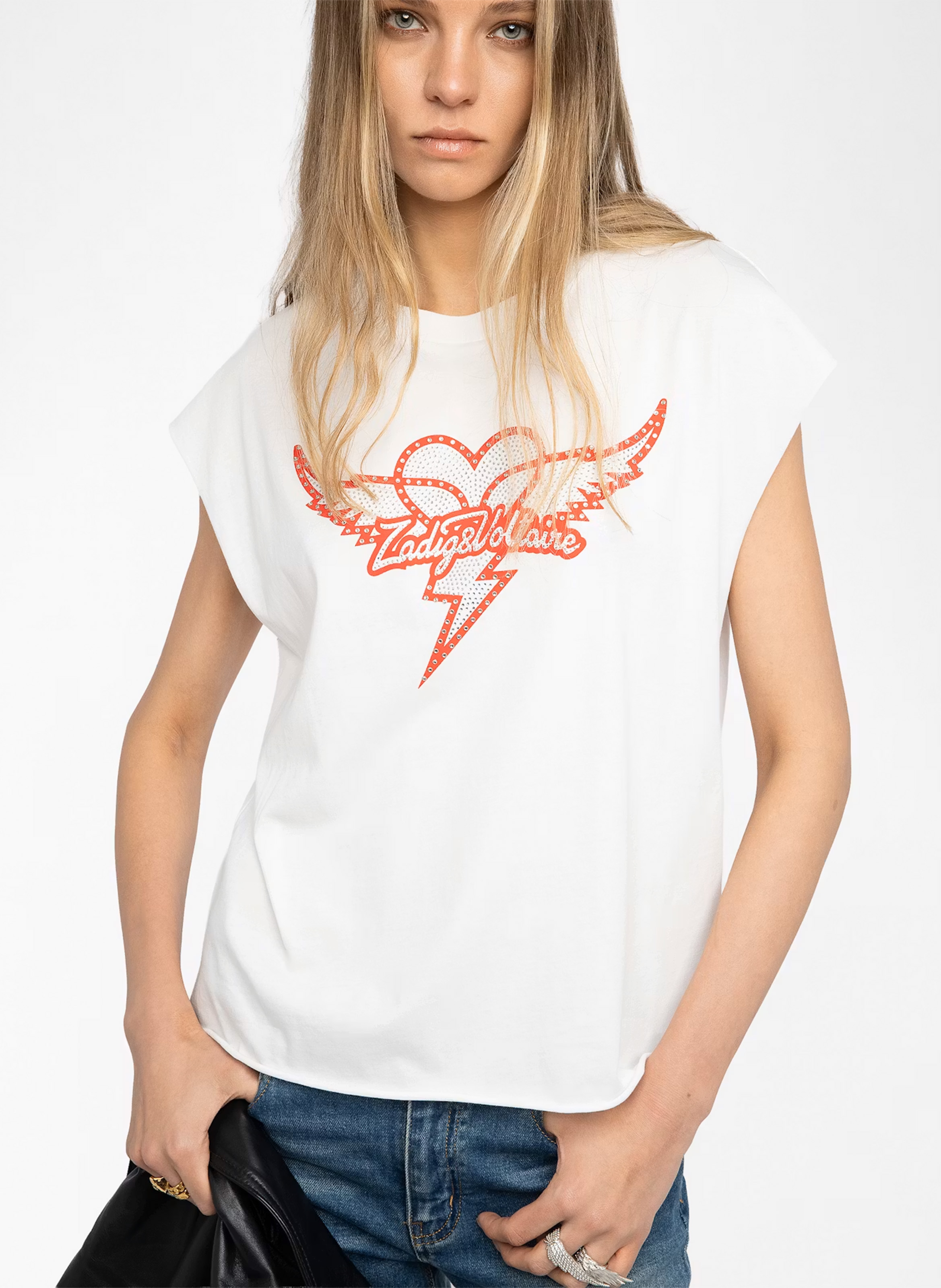 Tee-shirt col rond en coton ZADIG&VOLTAIRE Blanc