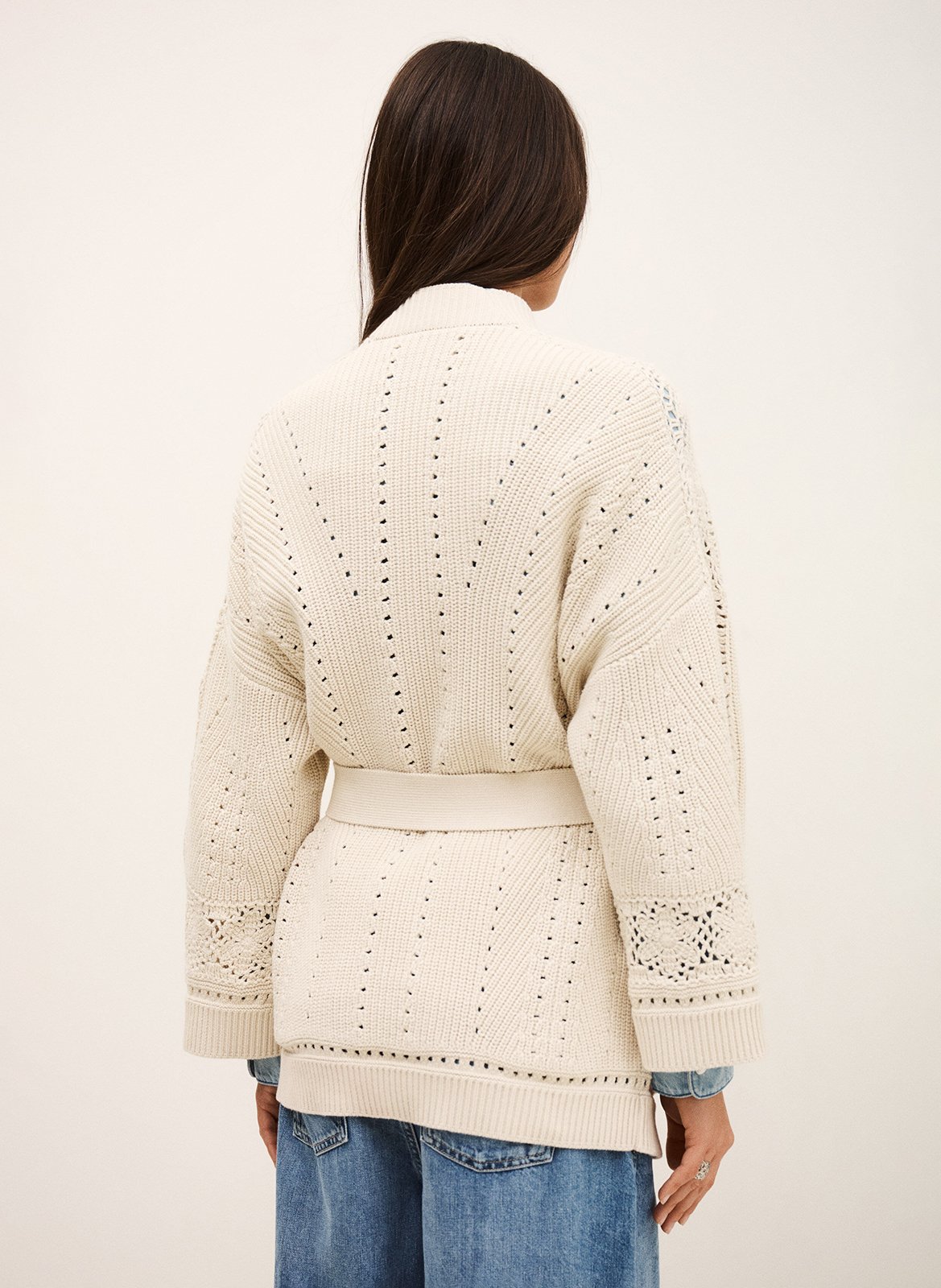 Cardigan col châle en coton BA&SH Beige