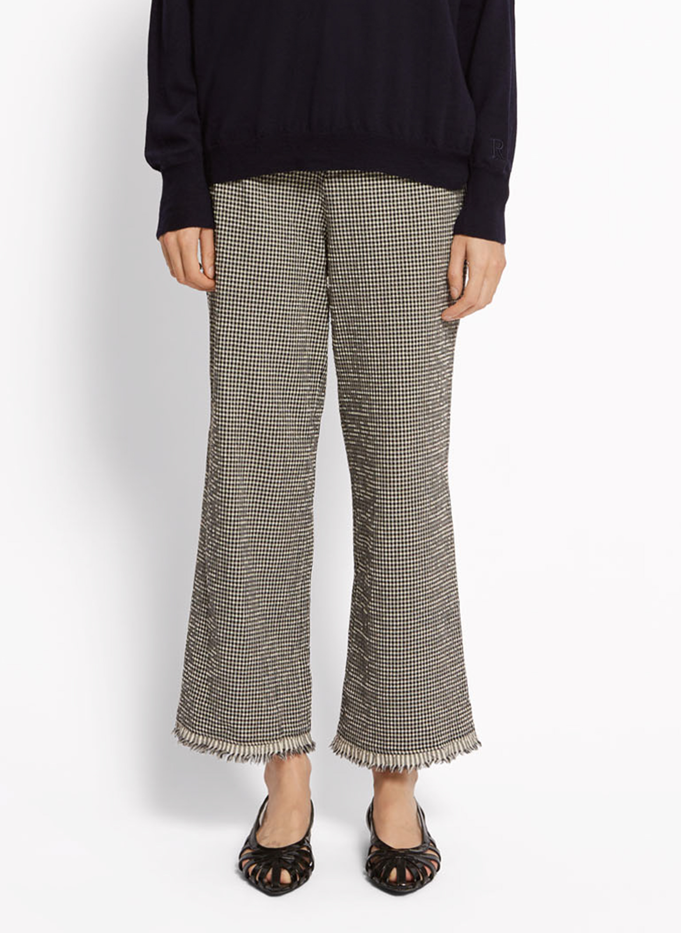 Pantalon évasé 7/8ème à motif ROSEANNA Noir