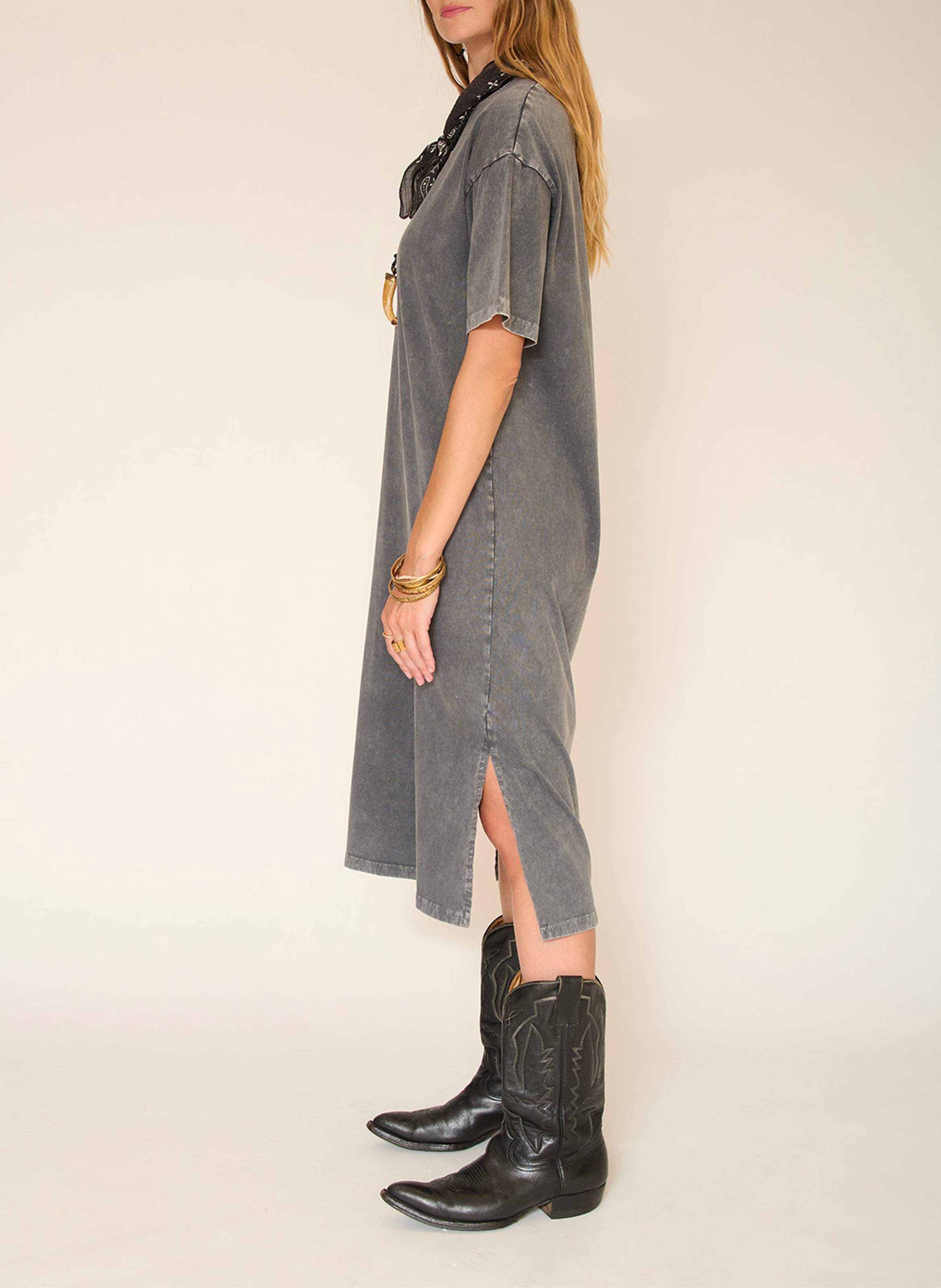 Oversized round neck t-shirt dress MKT Grey