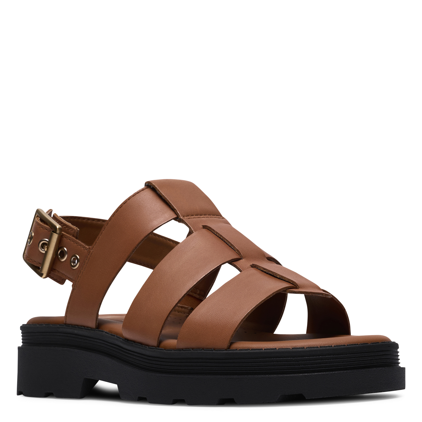 Aouda flat leather sandals CLARKS Brown