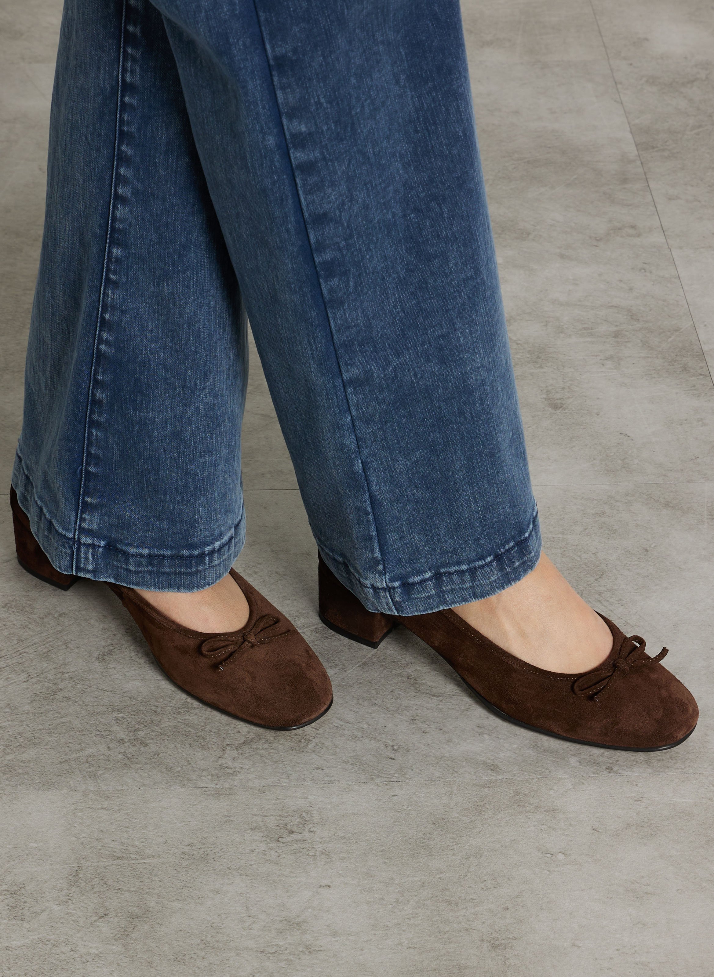 Ballerines à talons en cuir velours MELLOW YELLOW Marron