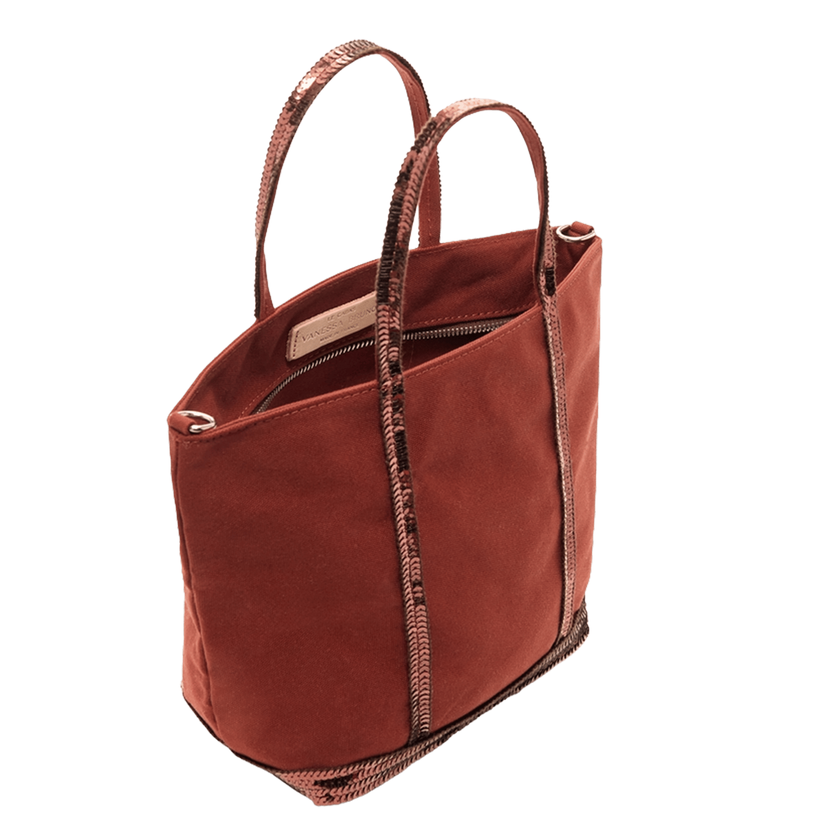 Mini cotton tote bag with sequins VANESSA BRUNO Brown