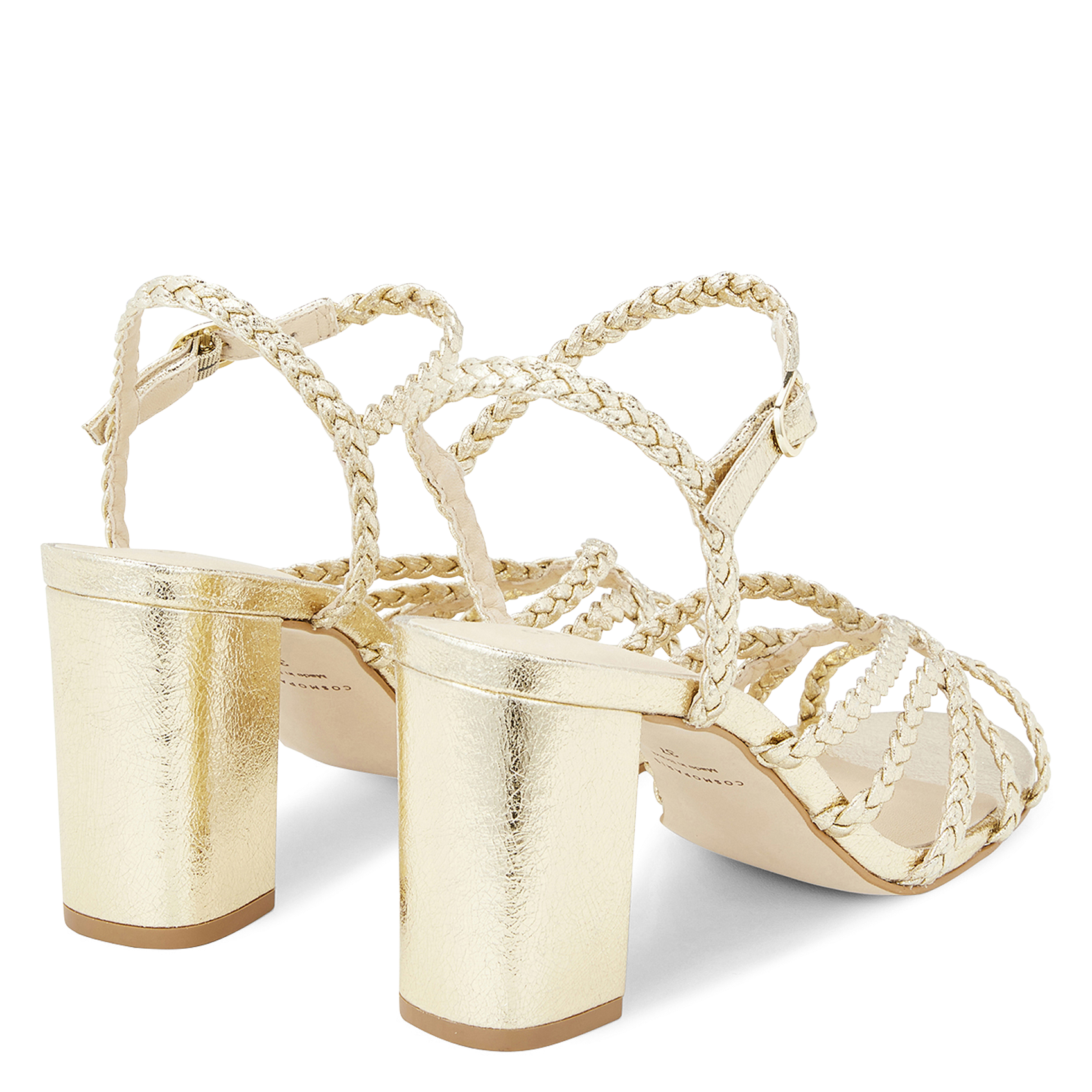 Heeled metallic leather sandals COSMOPARIS Golden