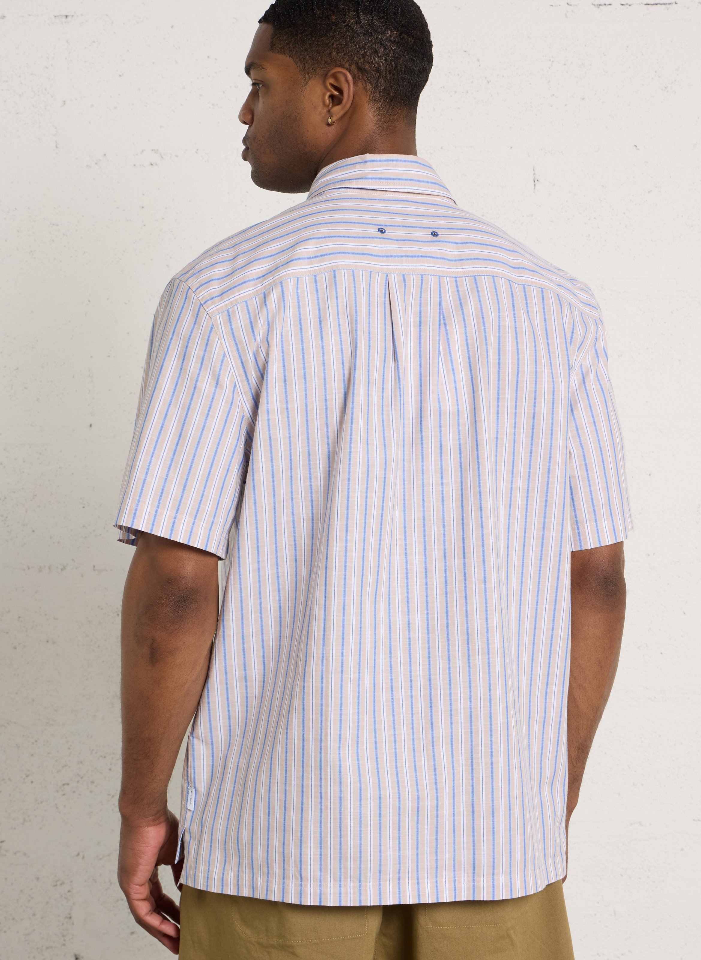 Camisa recta a rayas cuello americano PAUL SMITH Beige