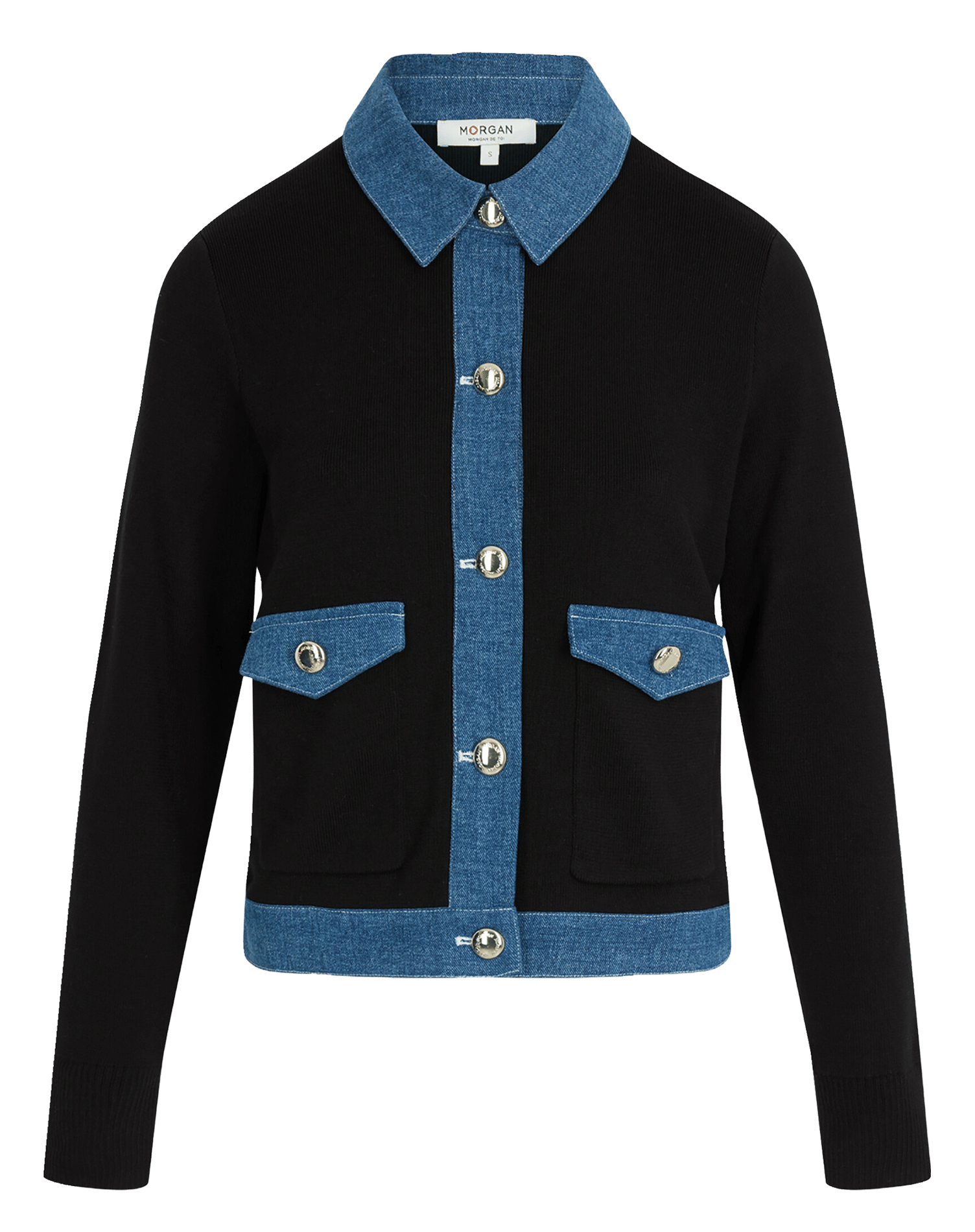 Striped fine knit cardigan MORGAN Black