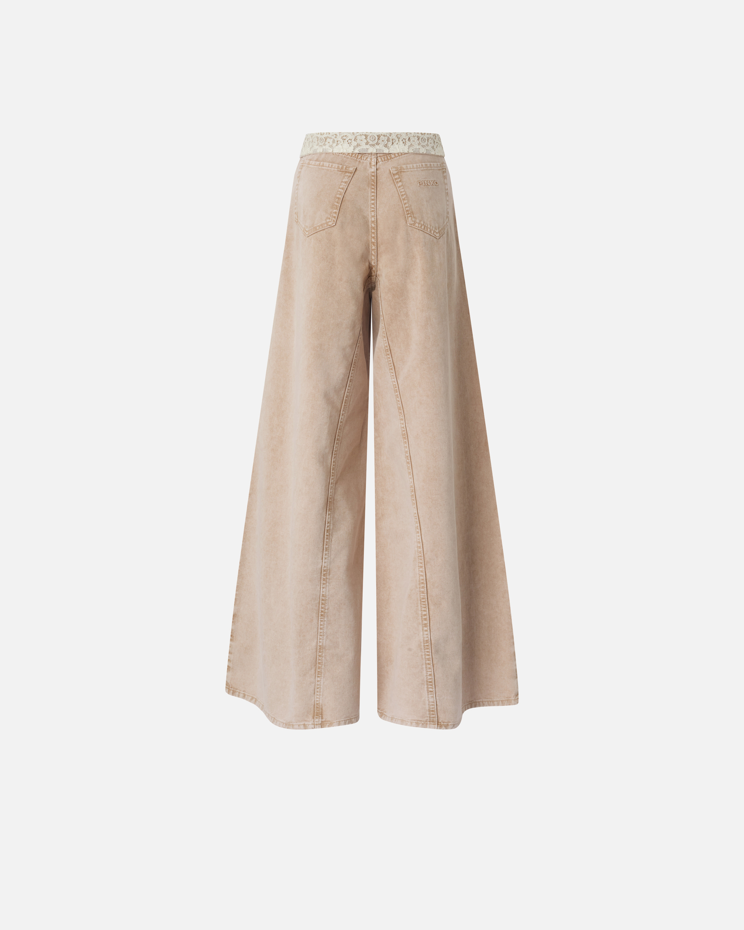 Jean marron avec dentelle à la taille PINKO Beige