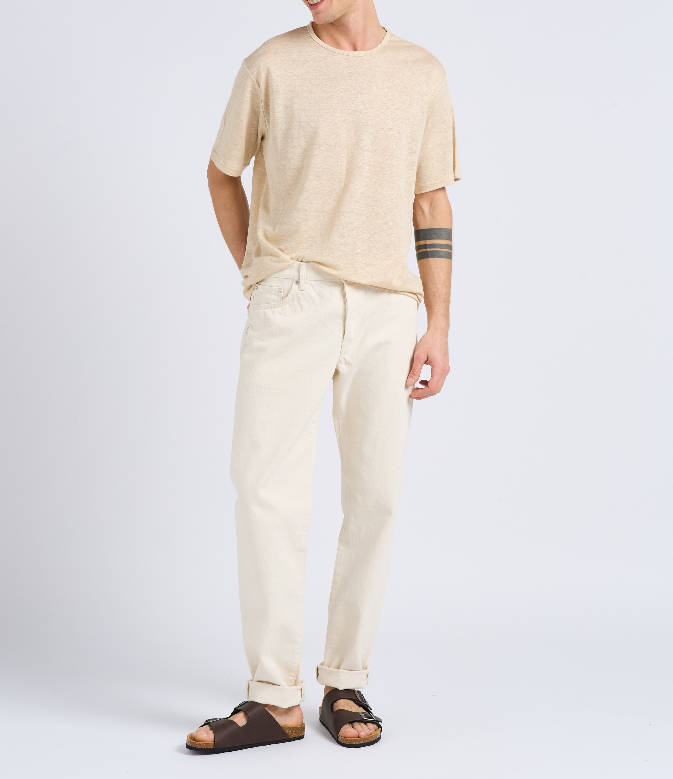 Jean regular-fit tapered en coton aspect tacheté EDWIN Beige