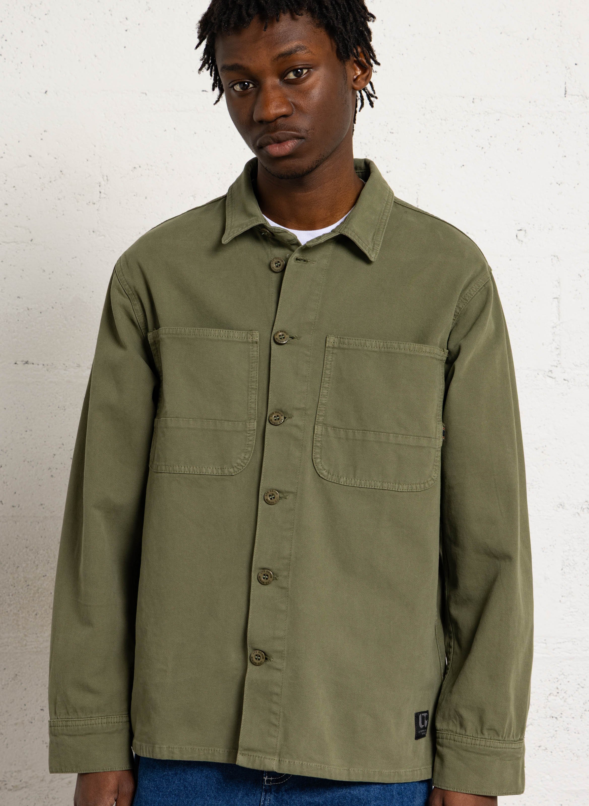 Katoenen jas met klassieke kraag LE TEMPS DES CERISES Groen