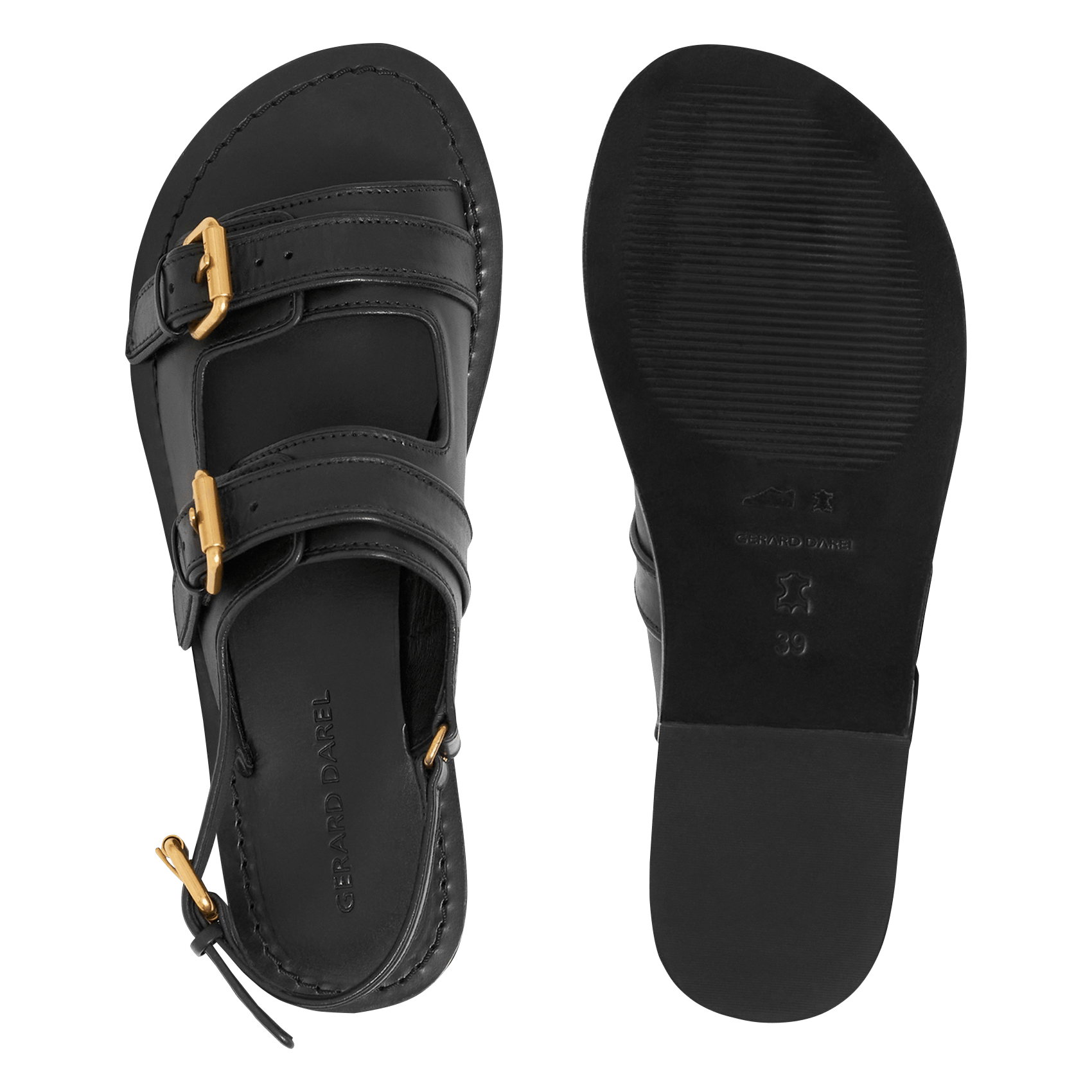 Sandales plates en cuir GERARD DAREL Noir