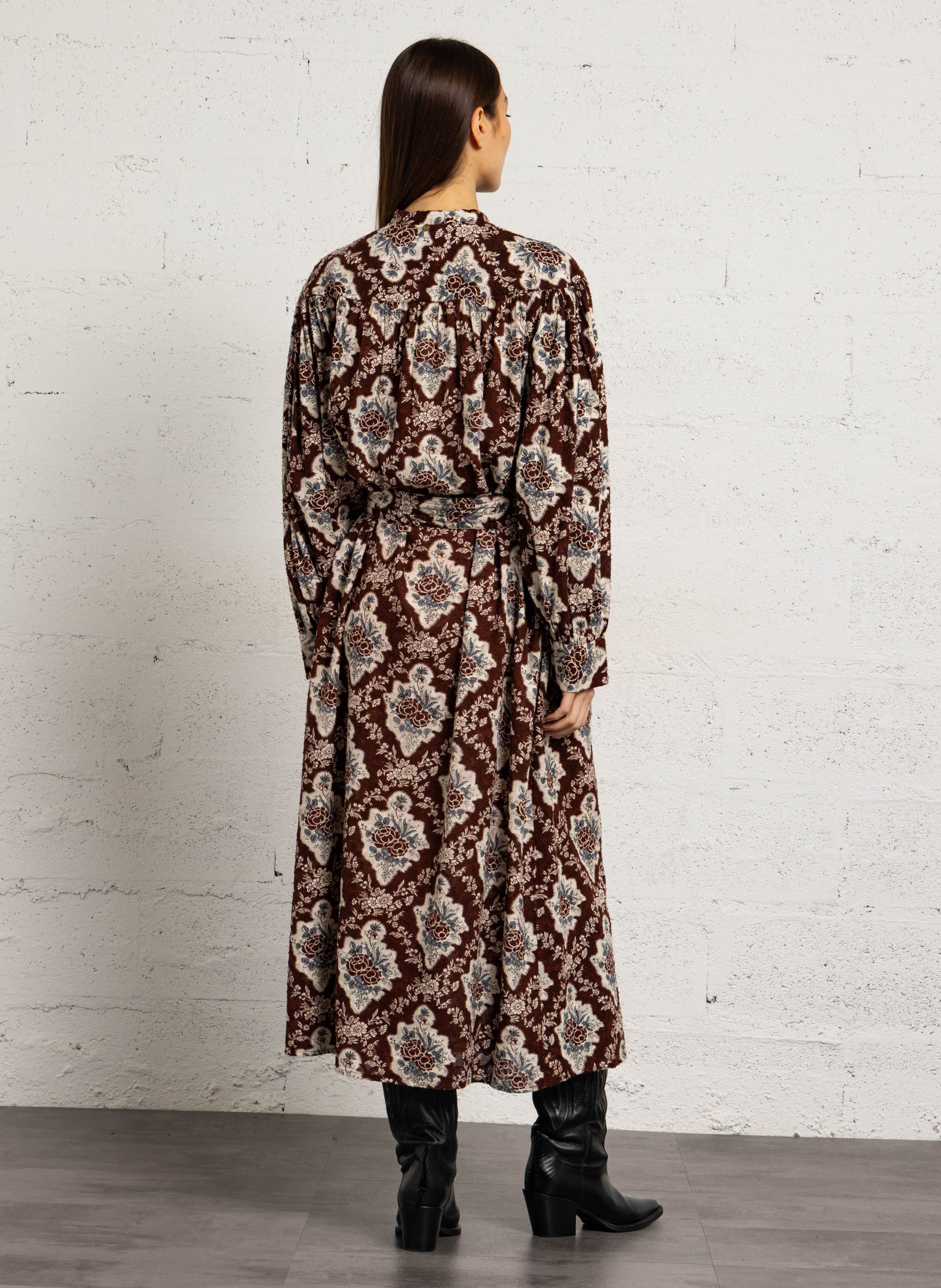 Langes, weit geschnittenes Baumwollkleid ANTIK BATIK Mehrfarbig