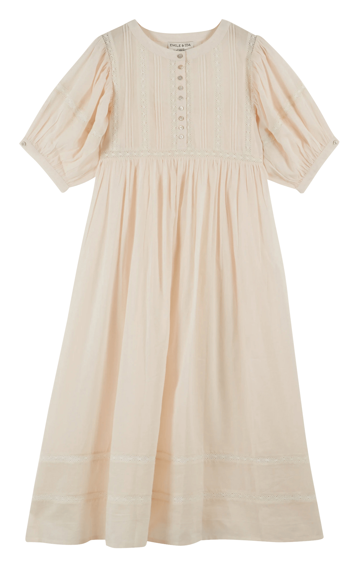 Maxikleid aus Bio-Baumwolle mit Rundhalsausschnitt EMILE ET IDA Beige