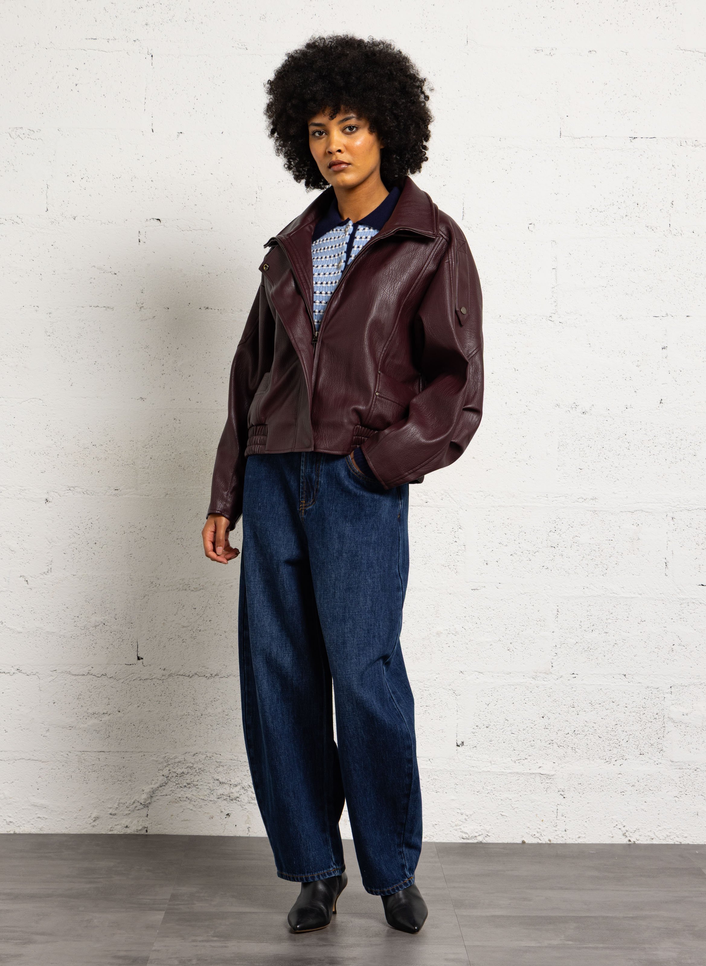 veste effet cuir col montant SUNCOO Prune