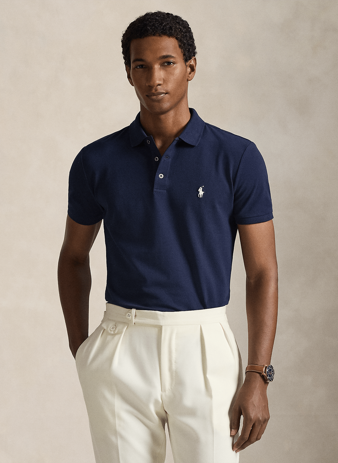Slim-fit polo - katoenblend POLO RALPH LAUREN Blauw