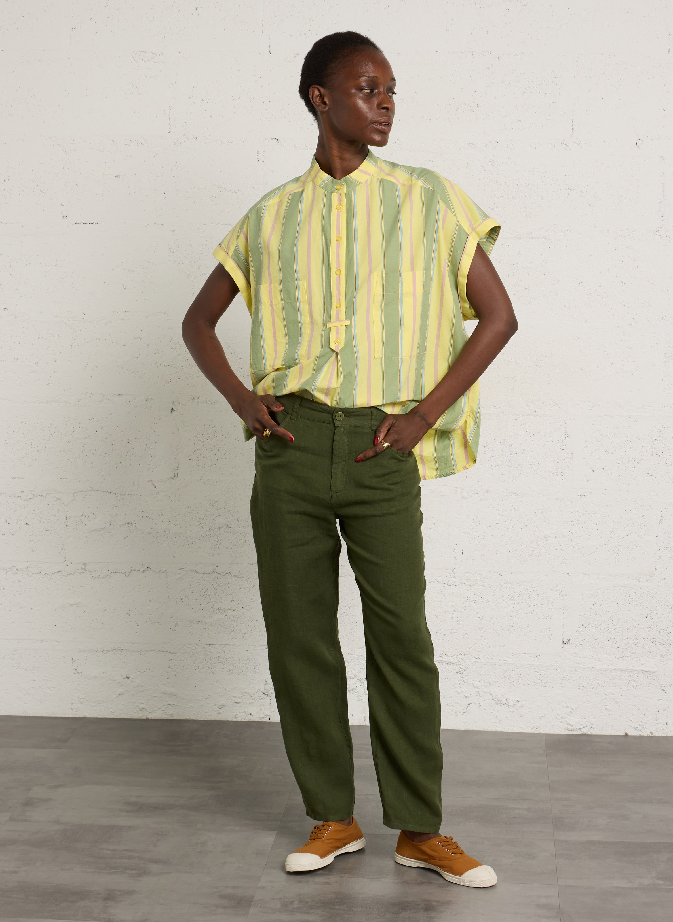Angepasste Leinenhose BENSIMON Khaki