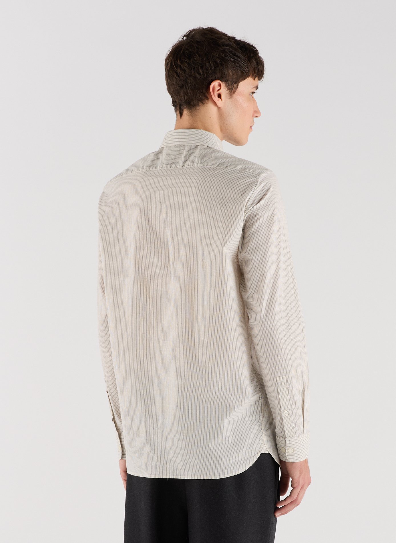 Camisa recta de algodón de rayas con cuello clásico SAISON 1865 Beige