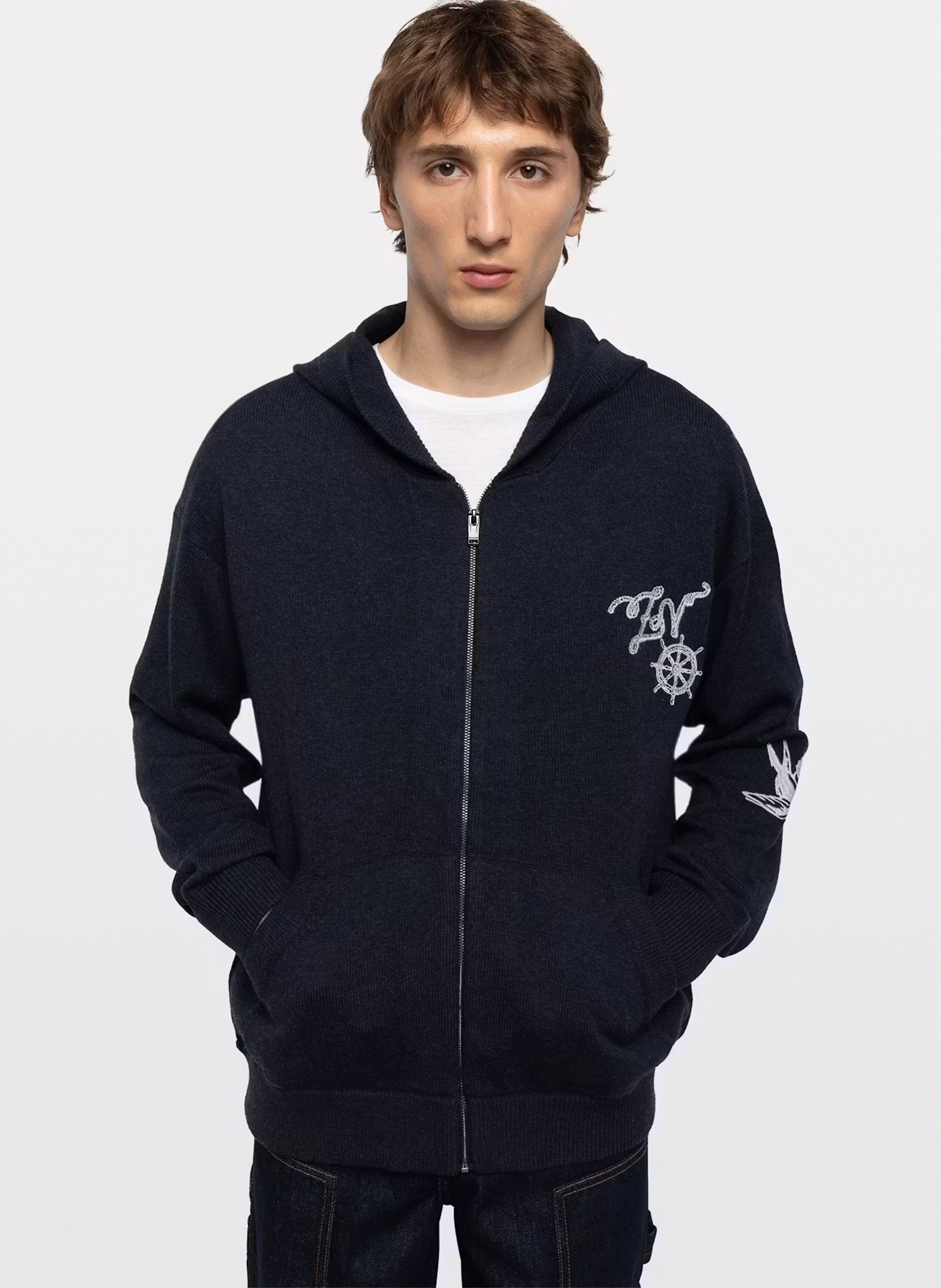 Sweat zippé loose en laine mélangée ZADIG&VOLTAIRE Bleu