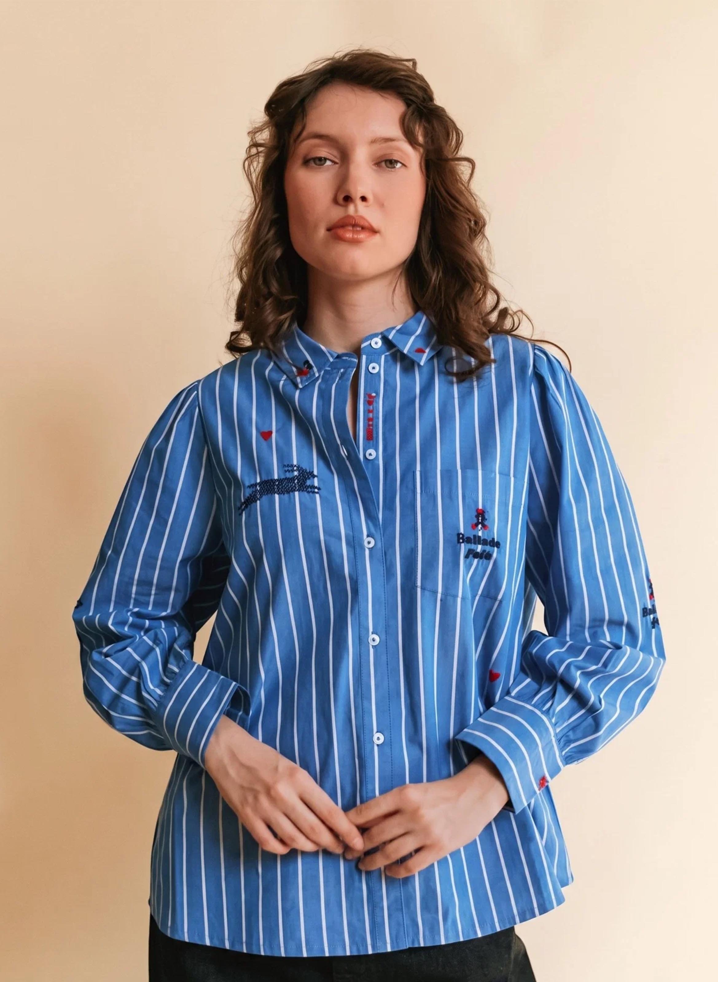 Chemise col classique en coton bio EMILE ET IDA Bleu