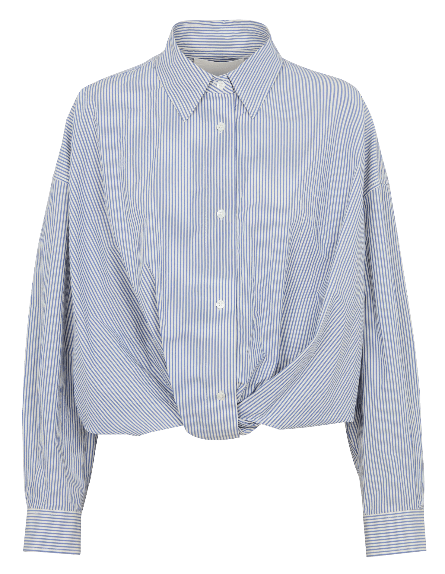 Loose-fitting classic collar striped cotton shirt tied BELLEROSE Blue