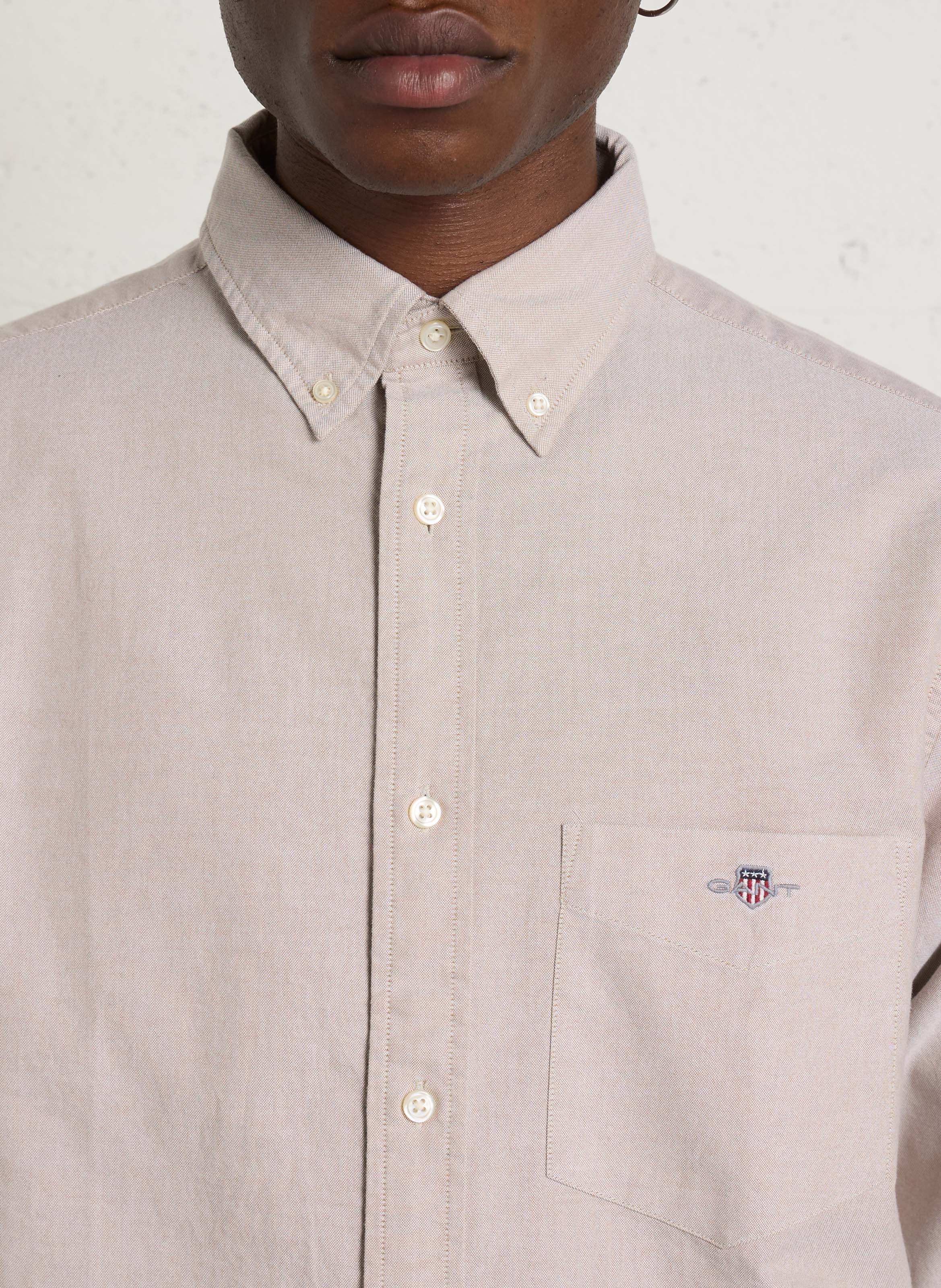 Cotton shirt with button-down collar GANT Beige