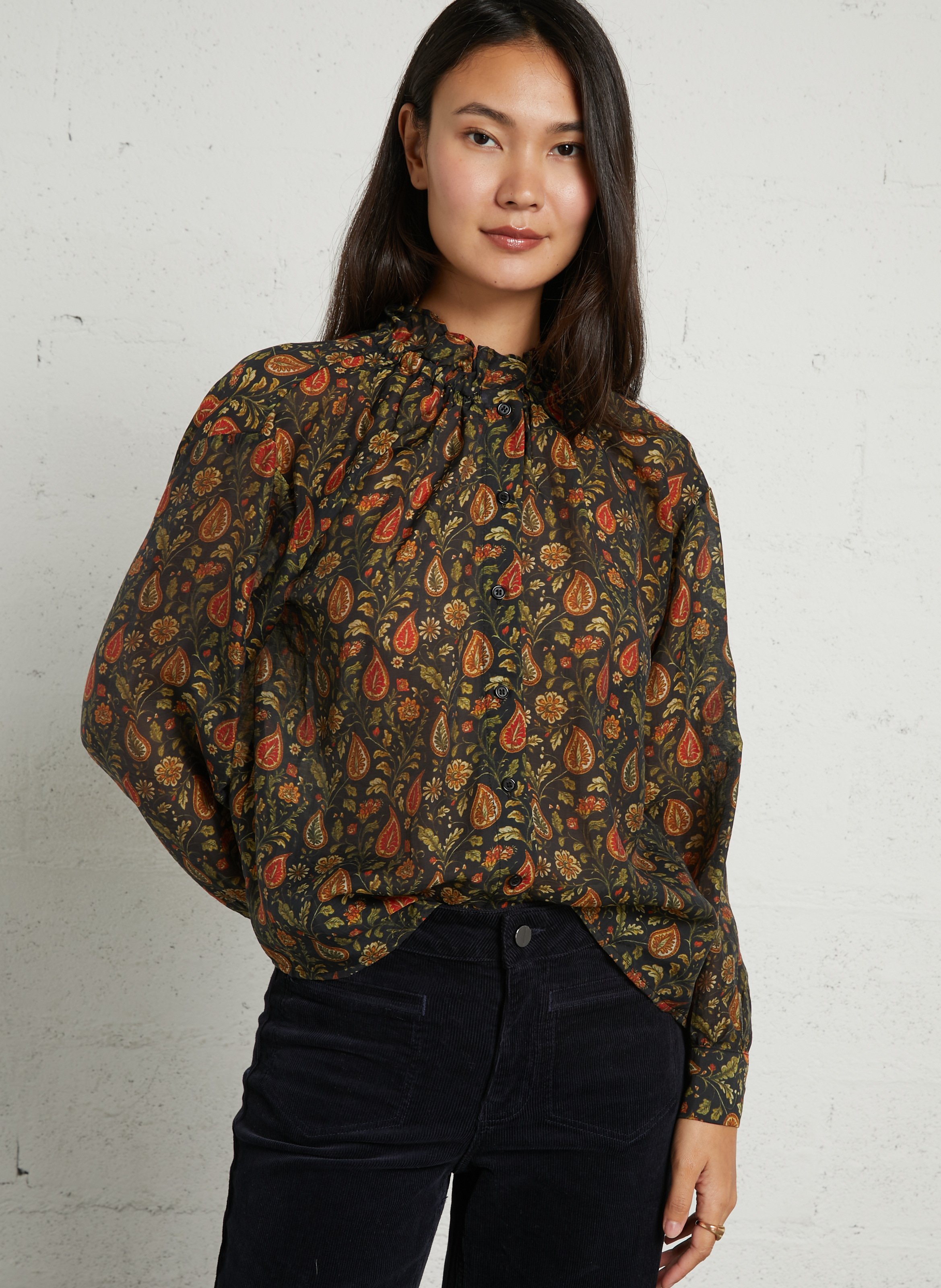 Blouse ample à imprimé fleuri THE KORNER Noir