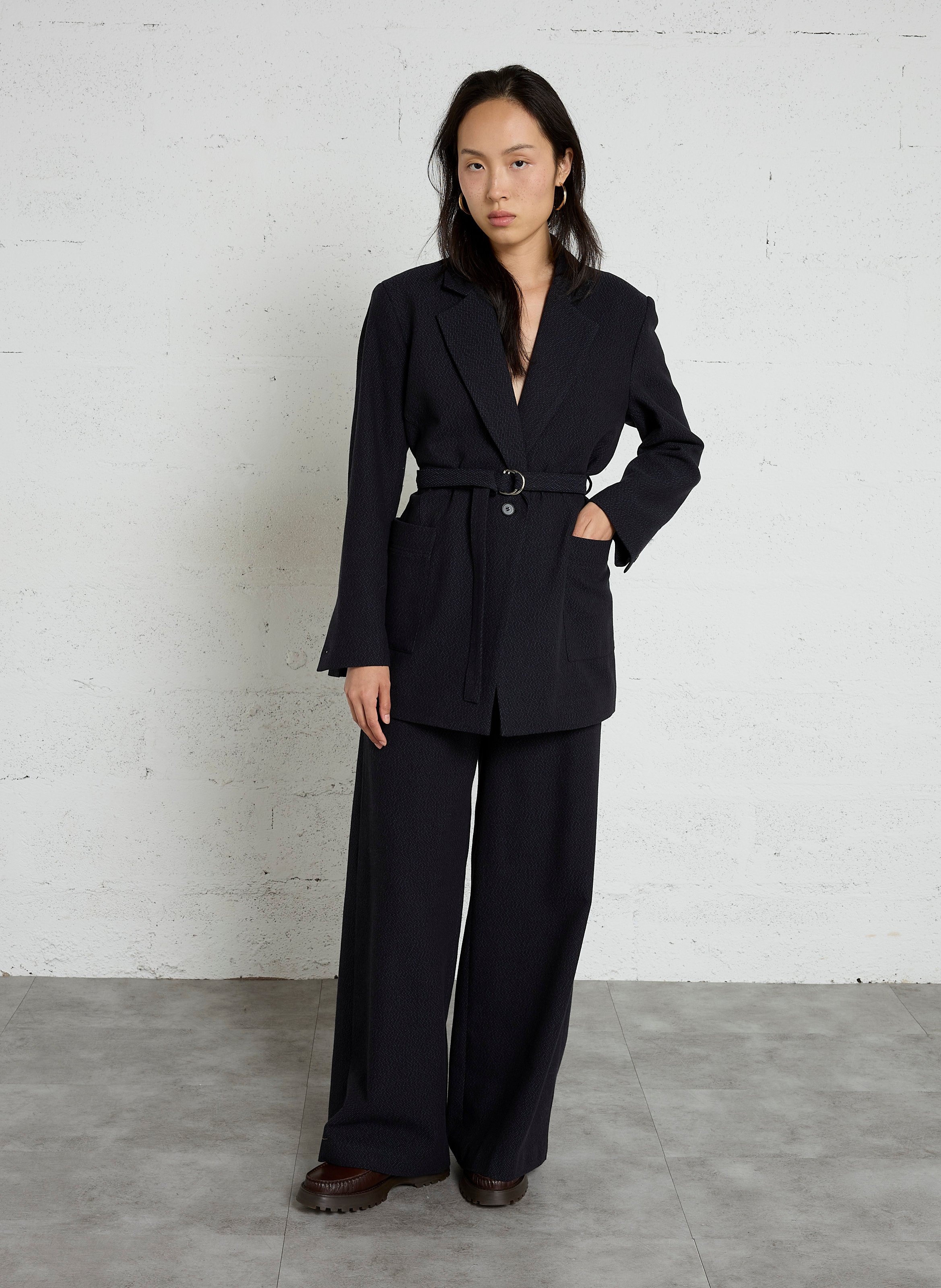 Gürtelblazer aus Baumwollmischung RUE DE TOKYO Blau