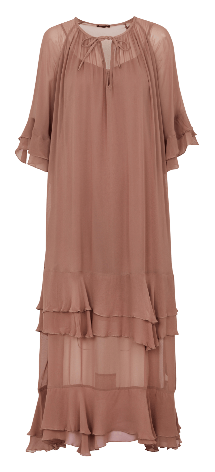 Weites Volantkleid aus Voile IKKS Braun