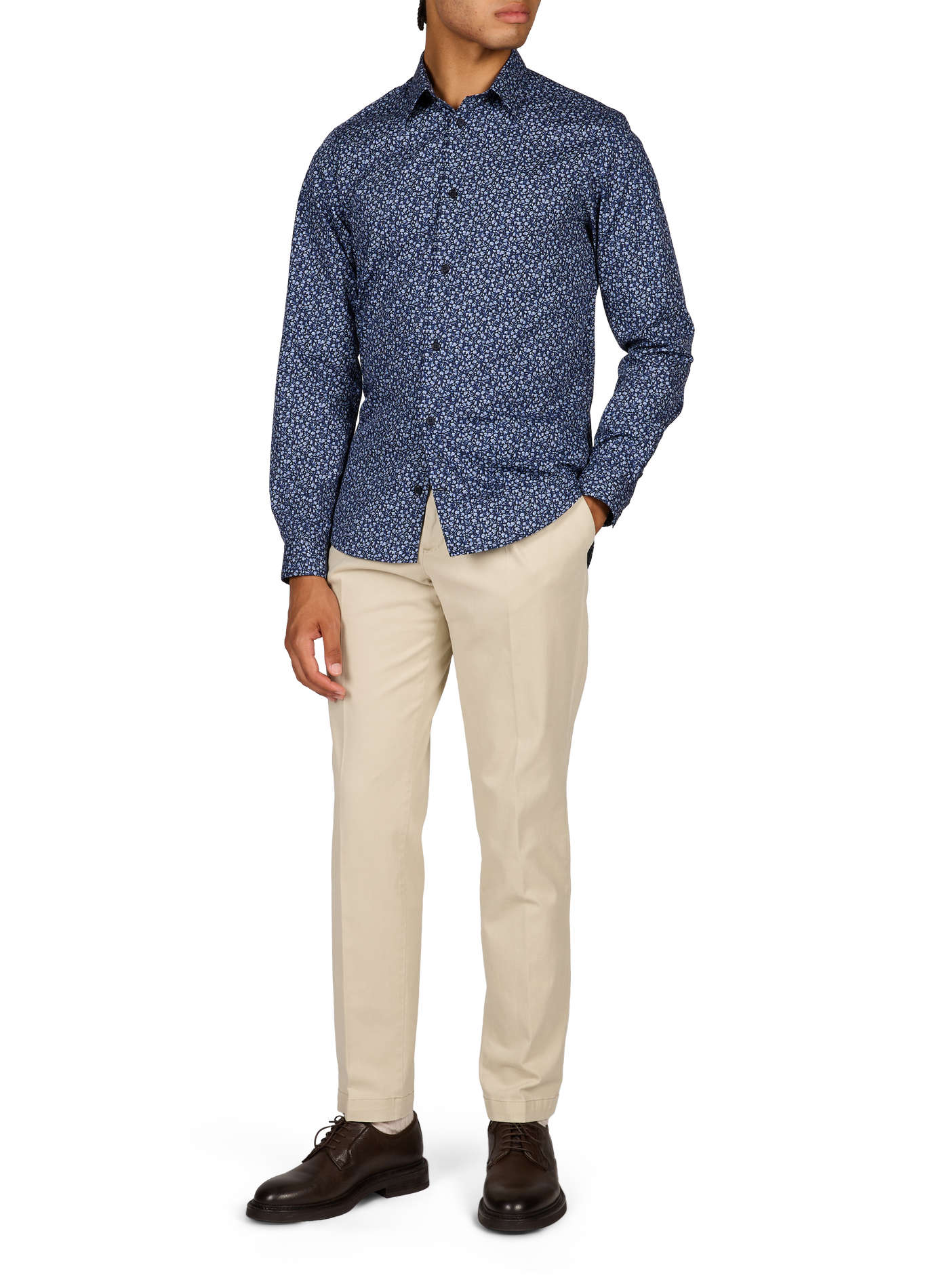 Slim-fit cotton iFleur-s shirt AU PRINTEMPS PARIS Blue