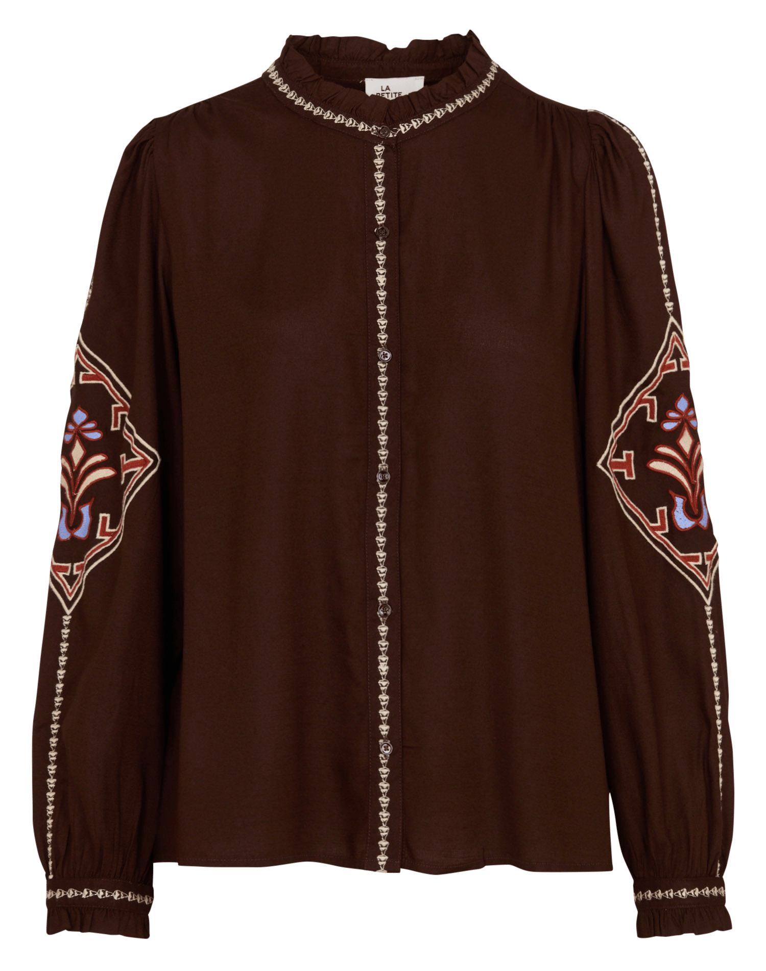Straight embroidered blouse LA PETITE ETOILE Brown