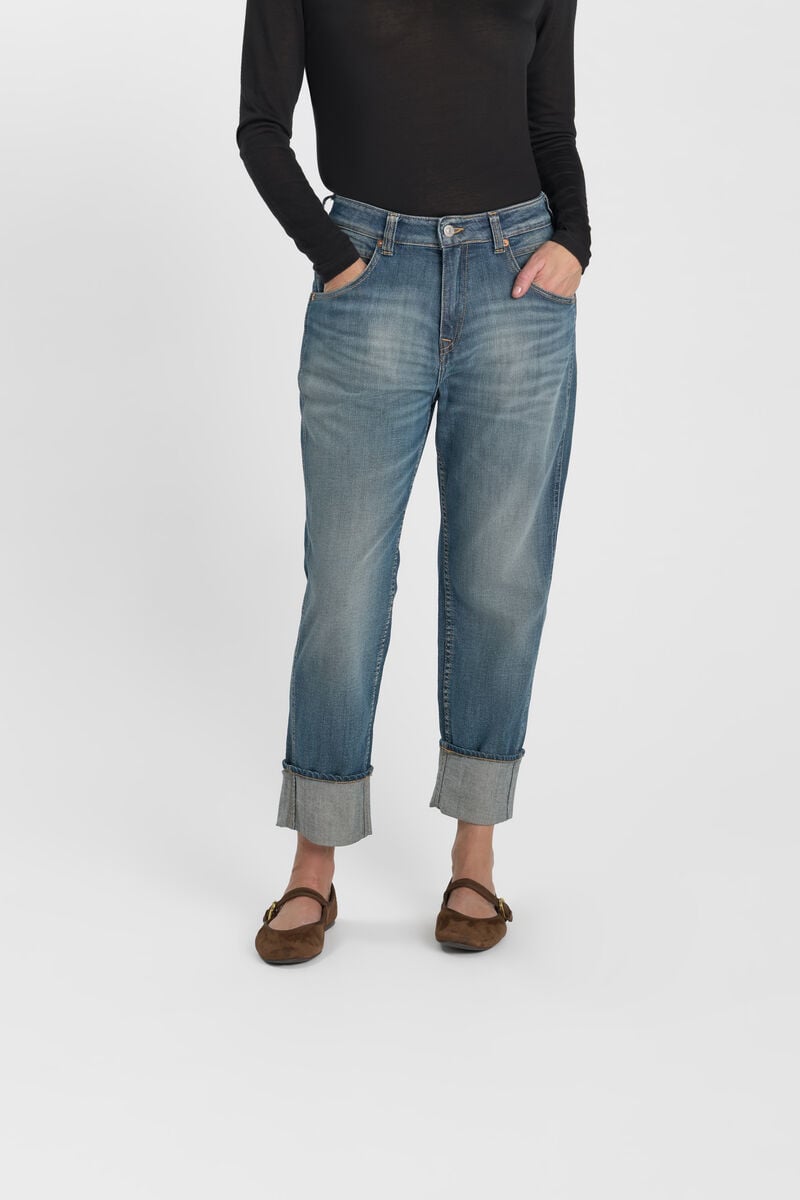 High-waisted loose-fit zip jeans LE TEMPS DES CERISES Blue