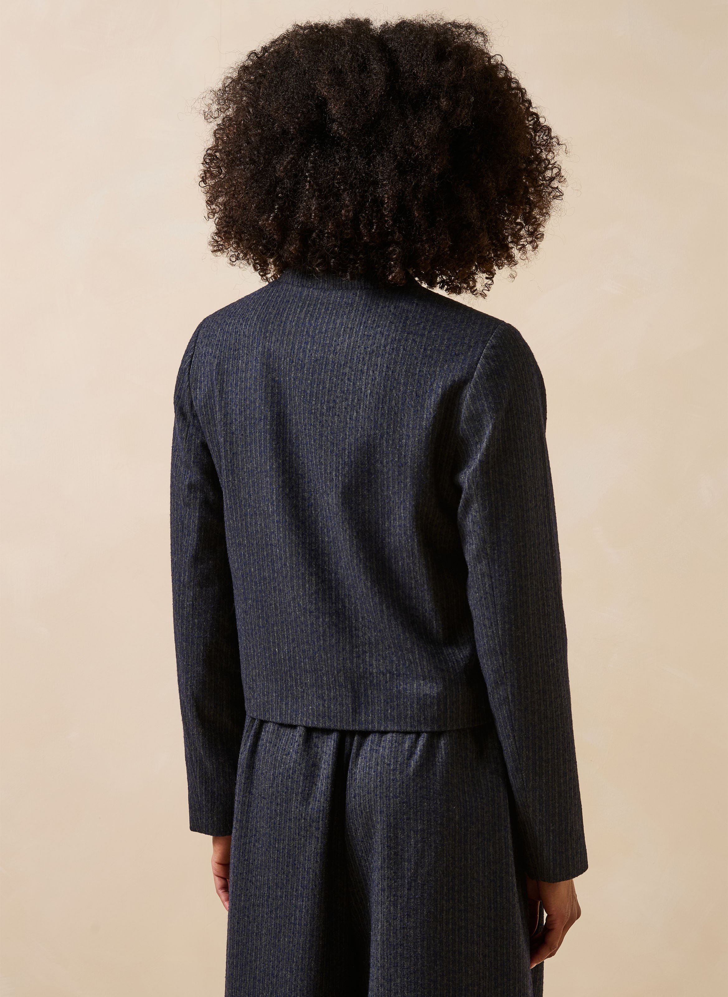 Veste droite courte rayée LA FEE MARABOUTEE Gris
