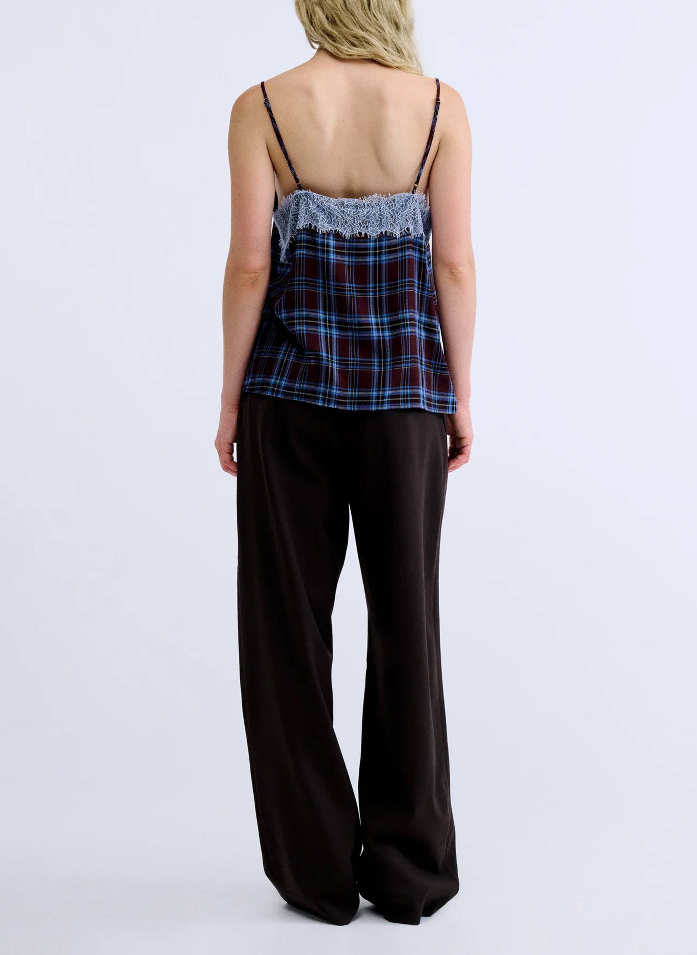 Checked V-neck camisole LOVE STORIES Grey
