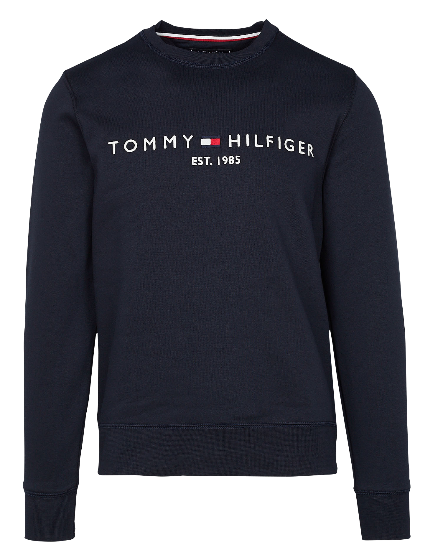 Sweat col rond regular-fit brodé en coton bio Bleu