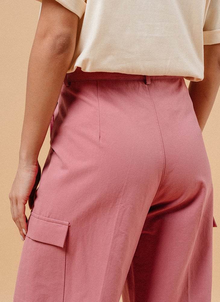 High-rise straight-leg cotton pants GRACE ET MILA Purple