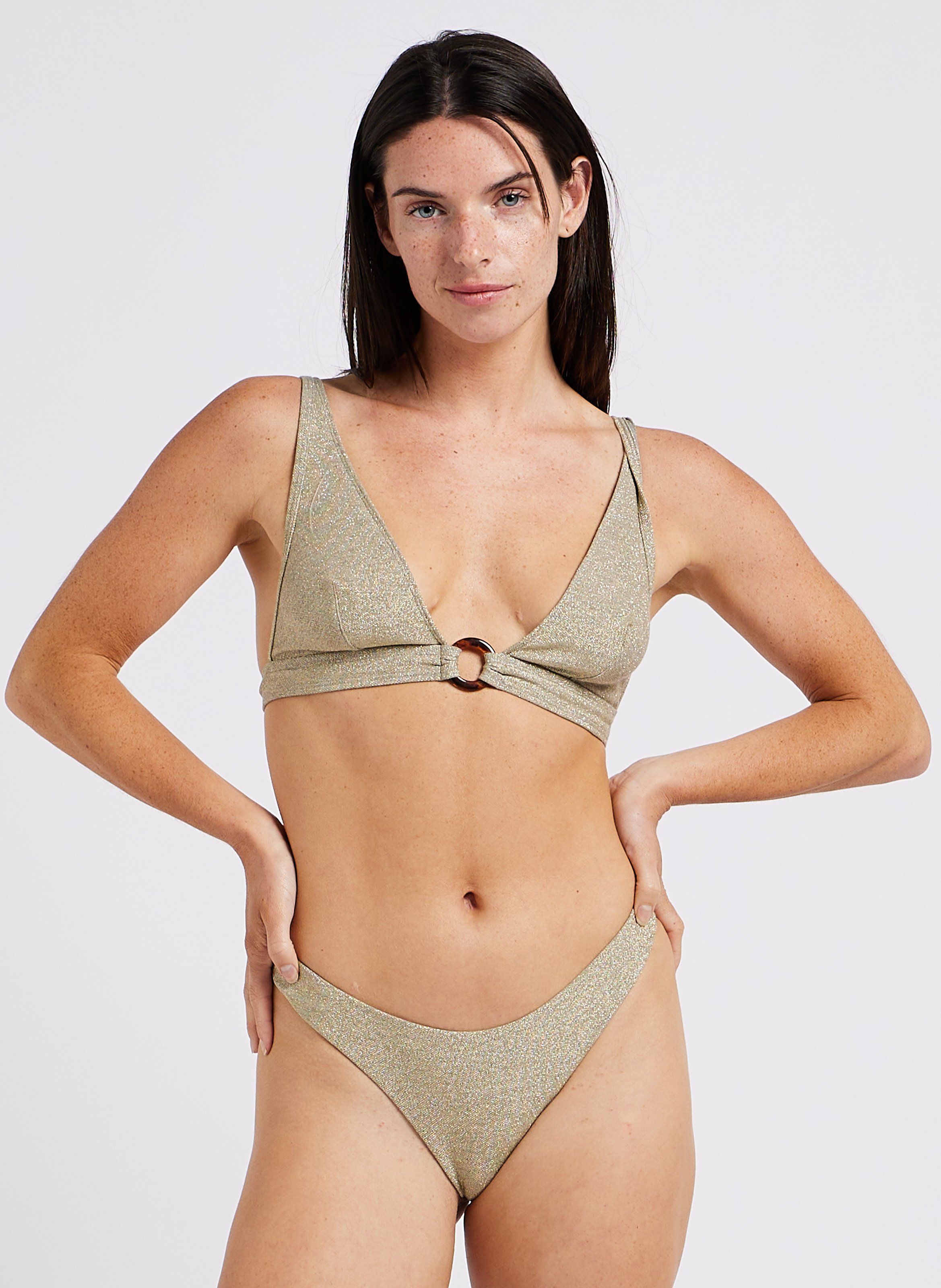 Paillettenbesetztes Bikinioberteil Golden