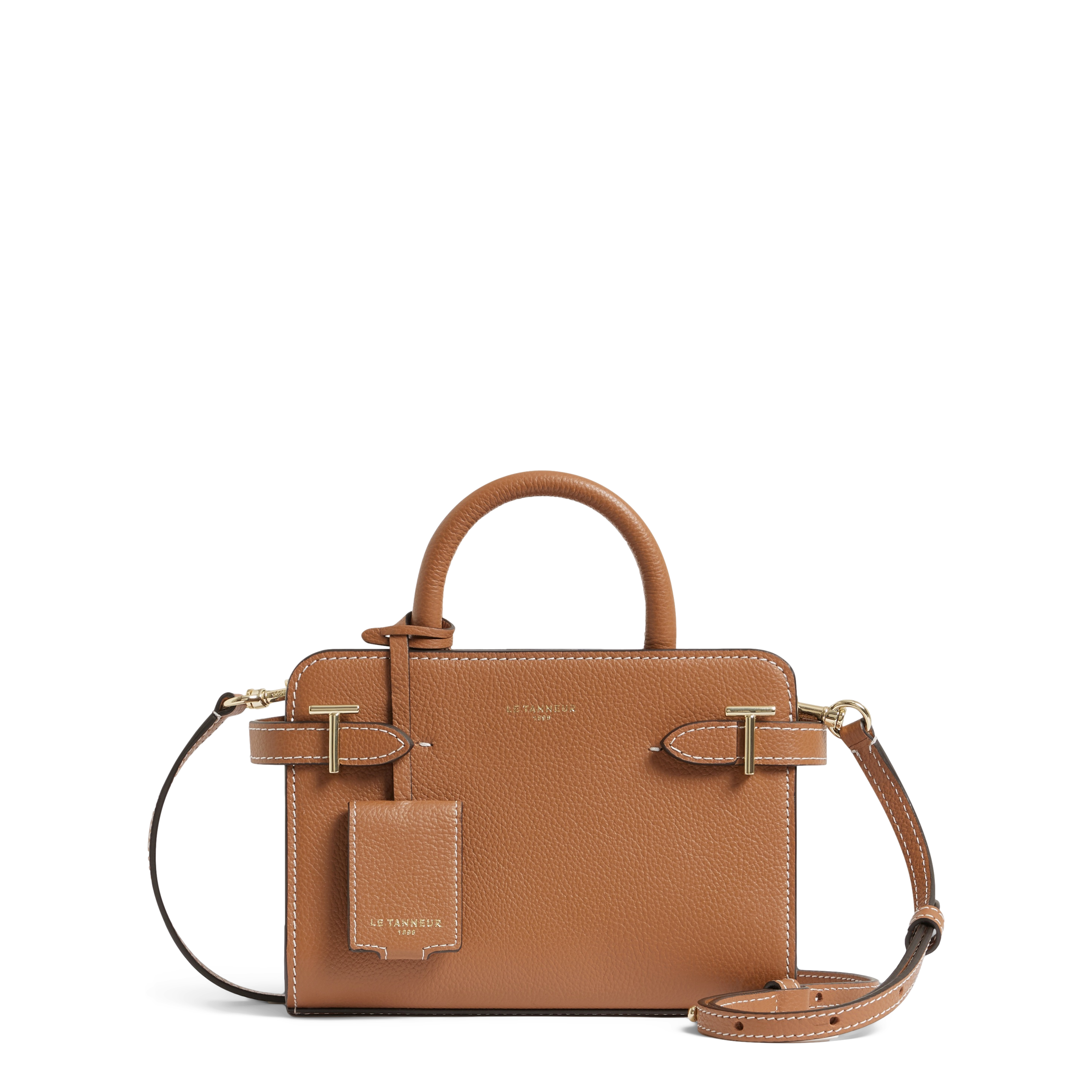 Sac bandoulière en cuir grainé LE TANNEUR Marron