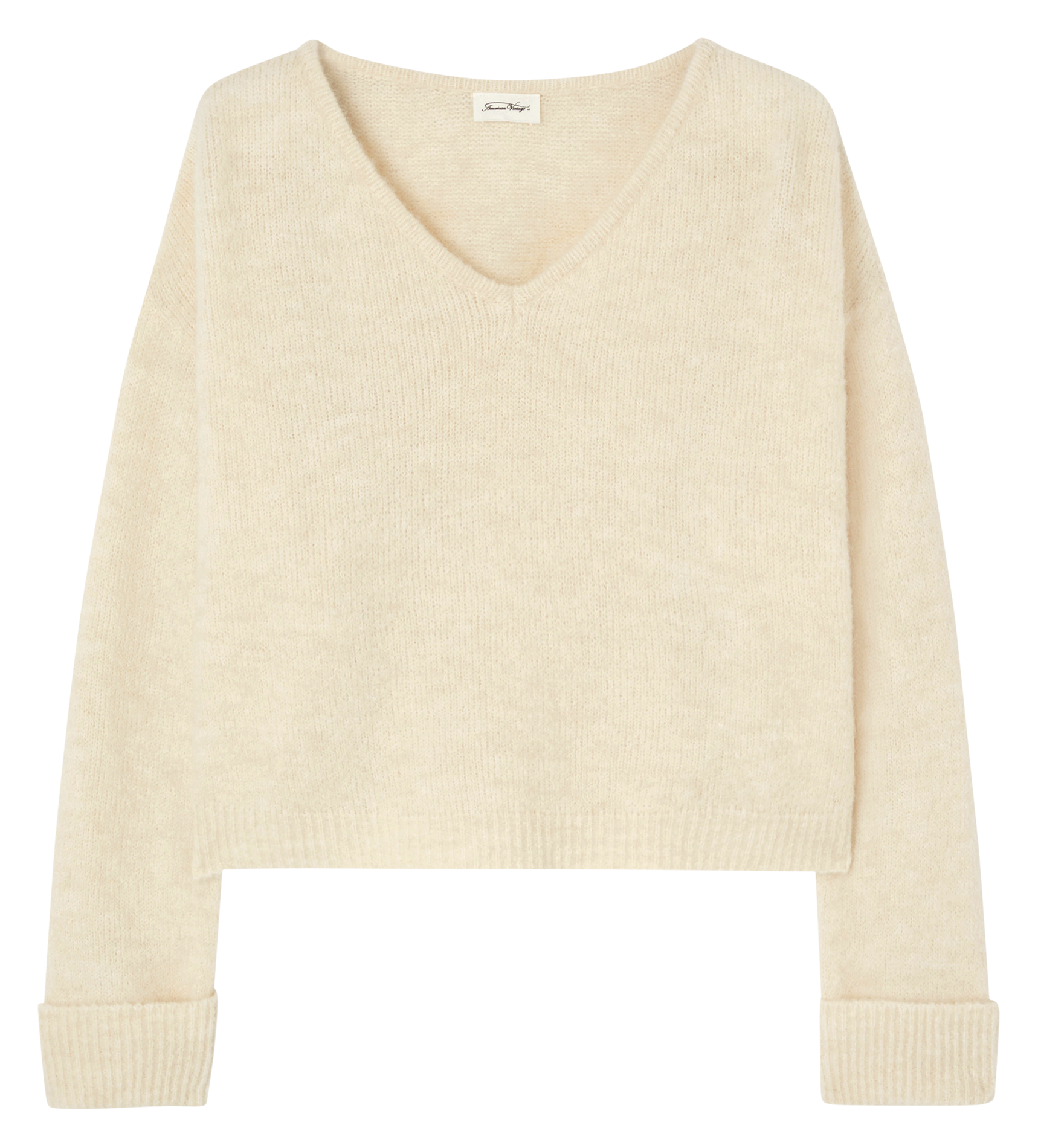 Pull oversize à col V AMERICAN VINTAGE Beige
