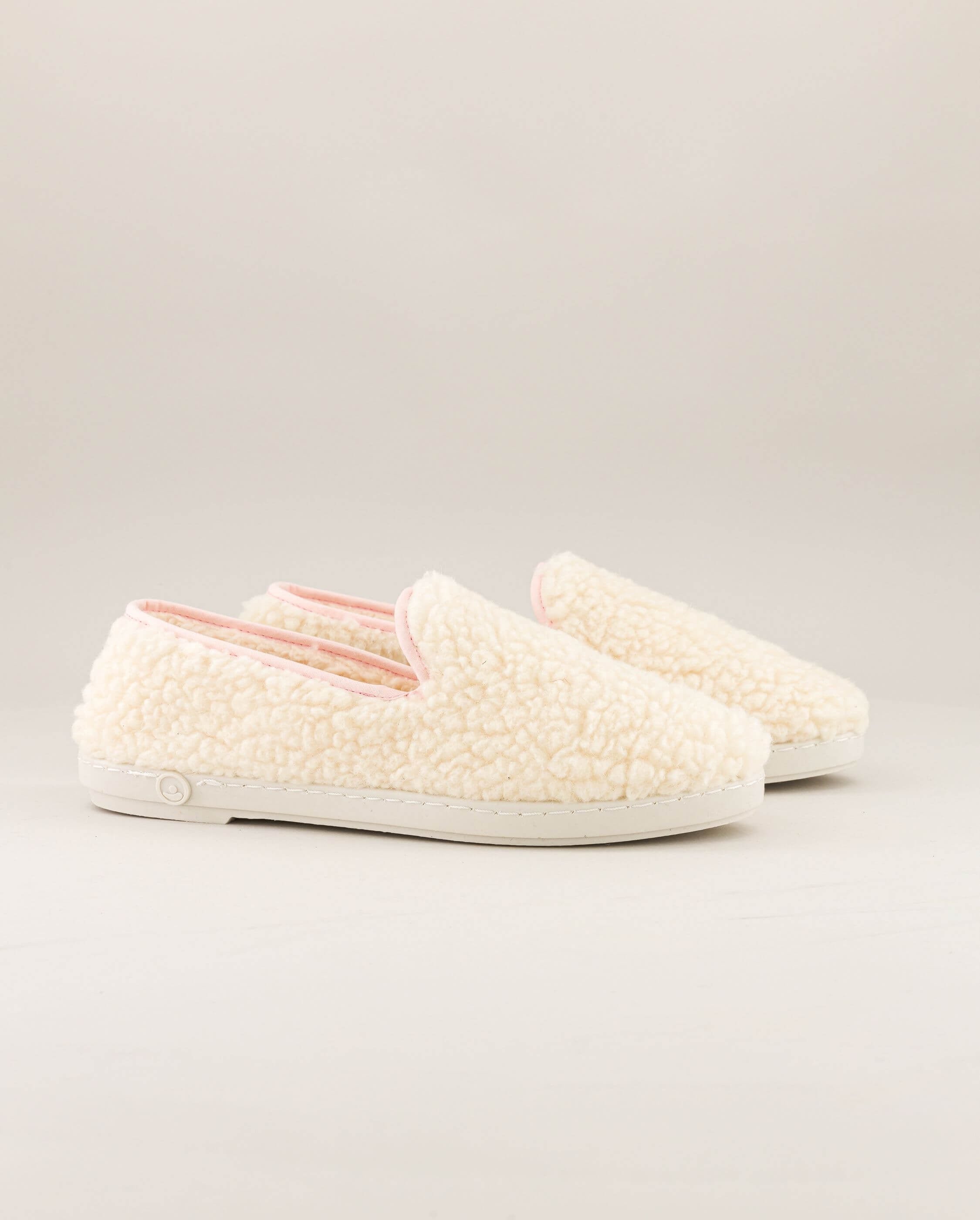 Women's wool bouclé slipper, white pink ANGARDE White