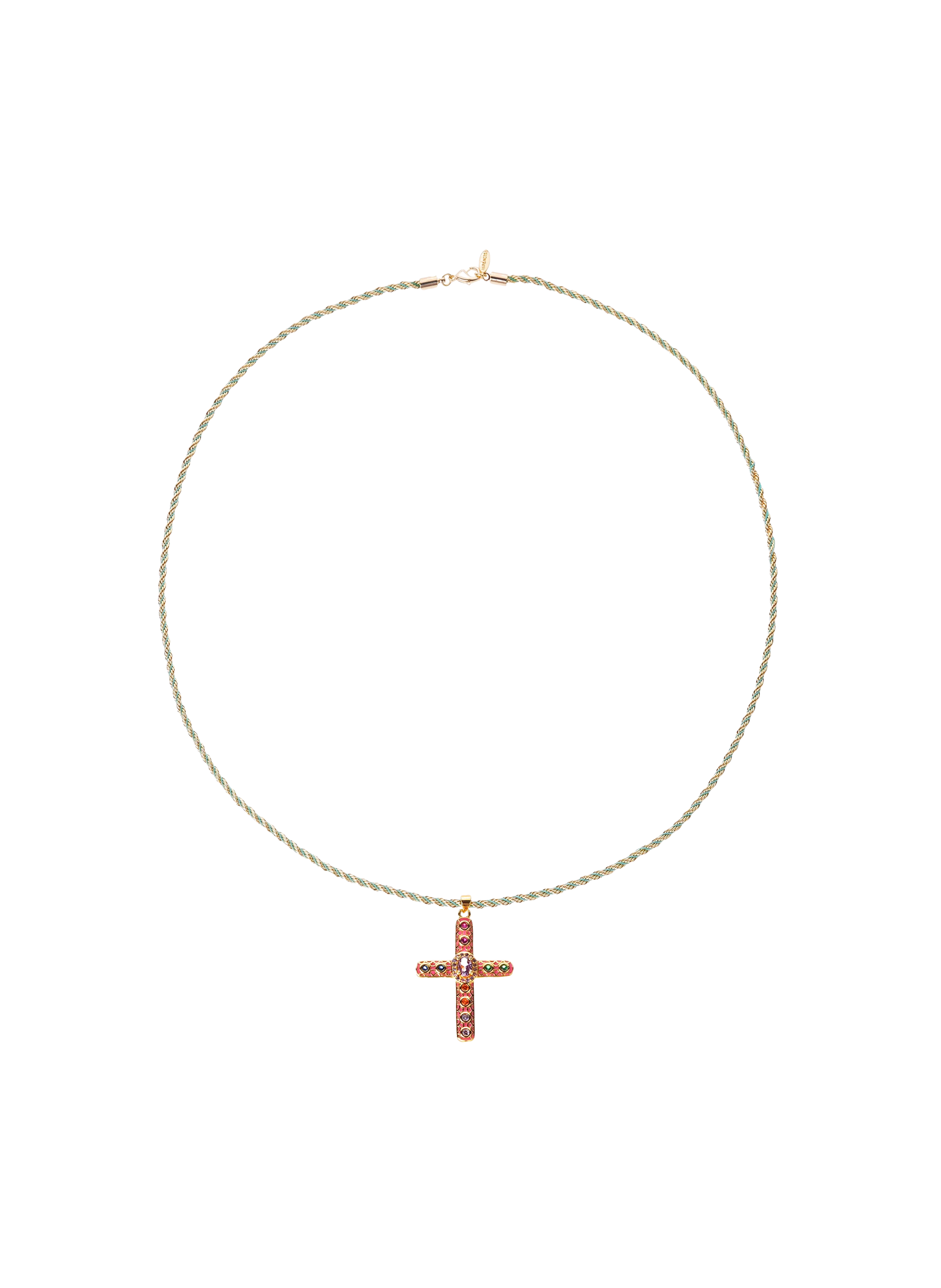 Chain necklace with colorful cord and pendant HIPANEMA Pink