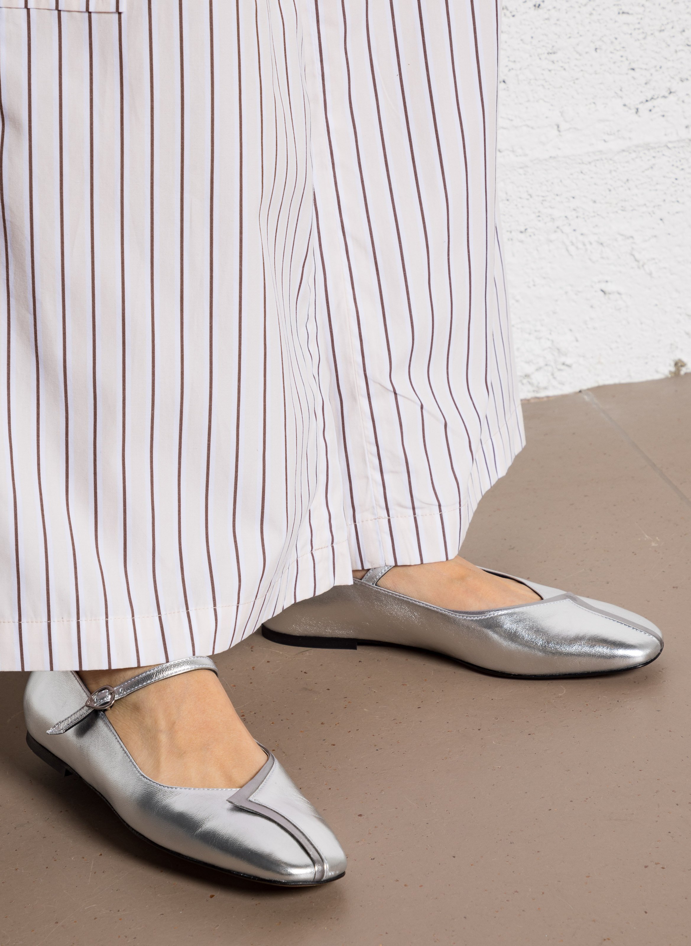 Metallic leather ballet flats SOCQUE PARIS Silver