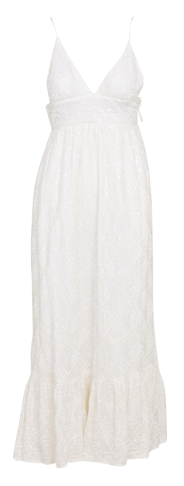 Robe longue brodée à bretelles fines SUNDRESS Blanc