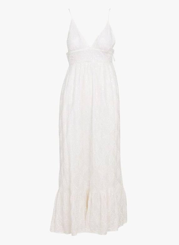 Long embroidered dress with thin straps White Sundress - Women | Place des Tendances Long embroidered dress with thin straps White Sundress - Women | Place des Tendances