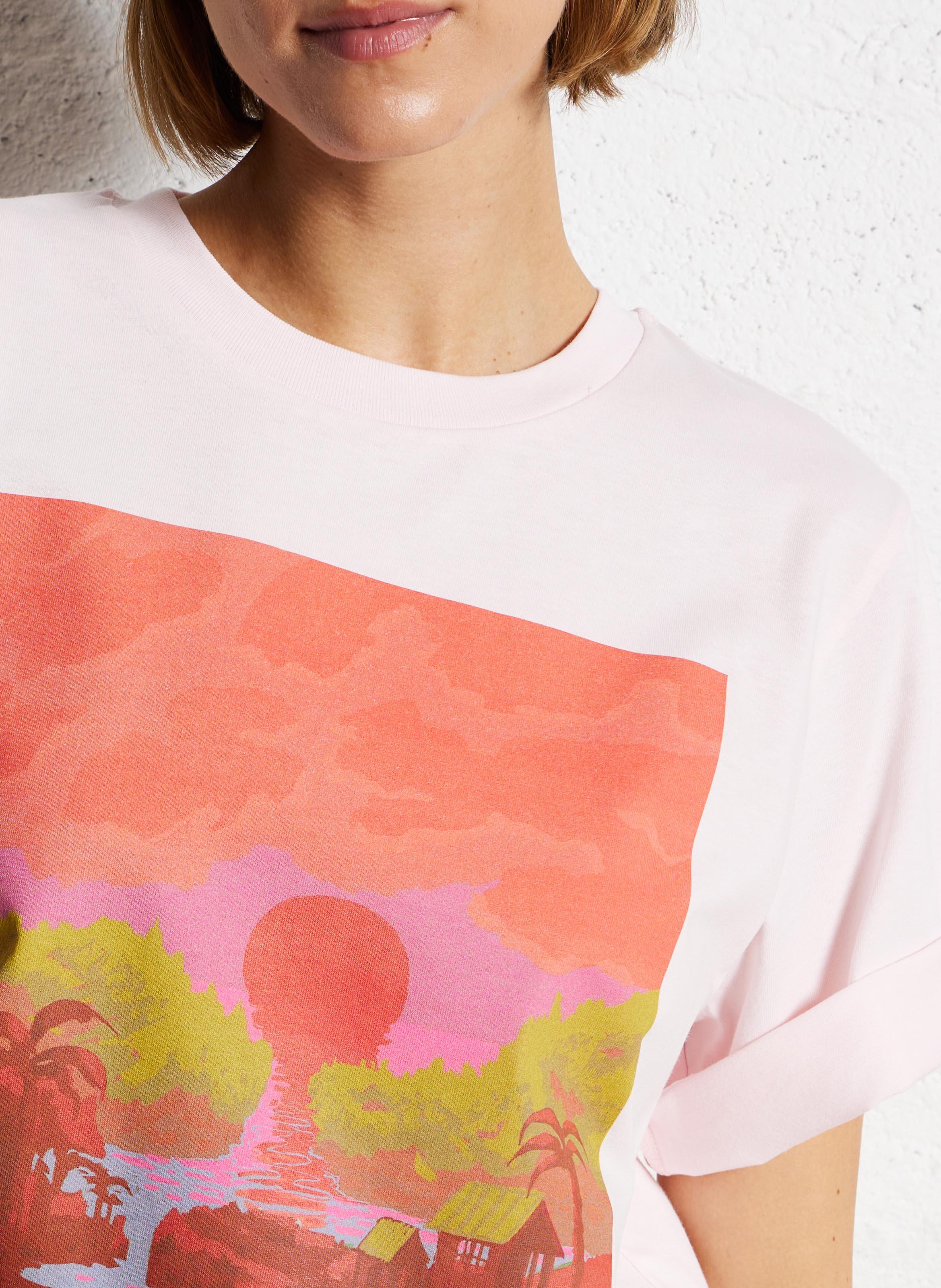 Round-neck organic cotton T-shirt STELLA NOVA Pink