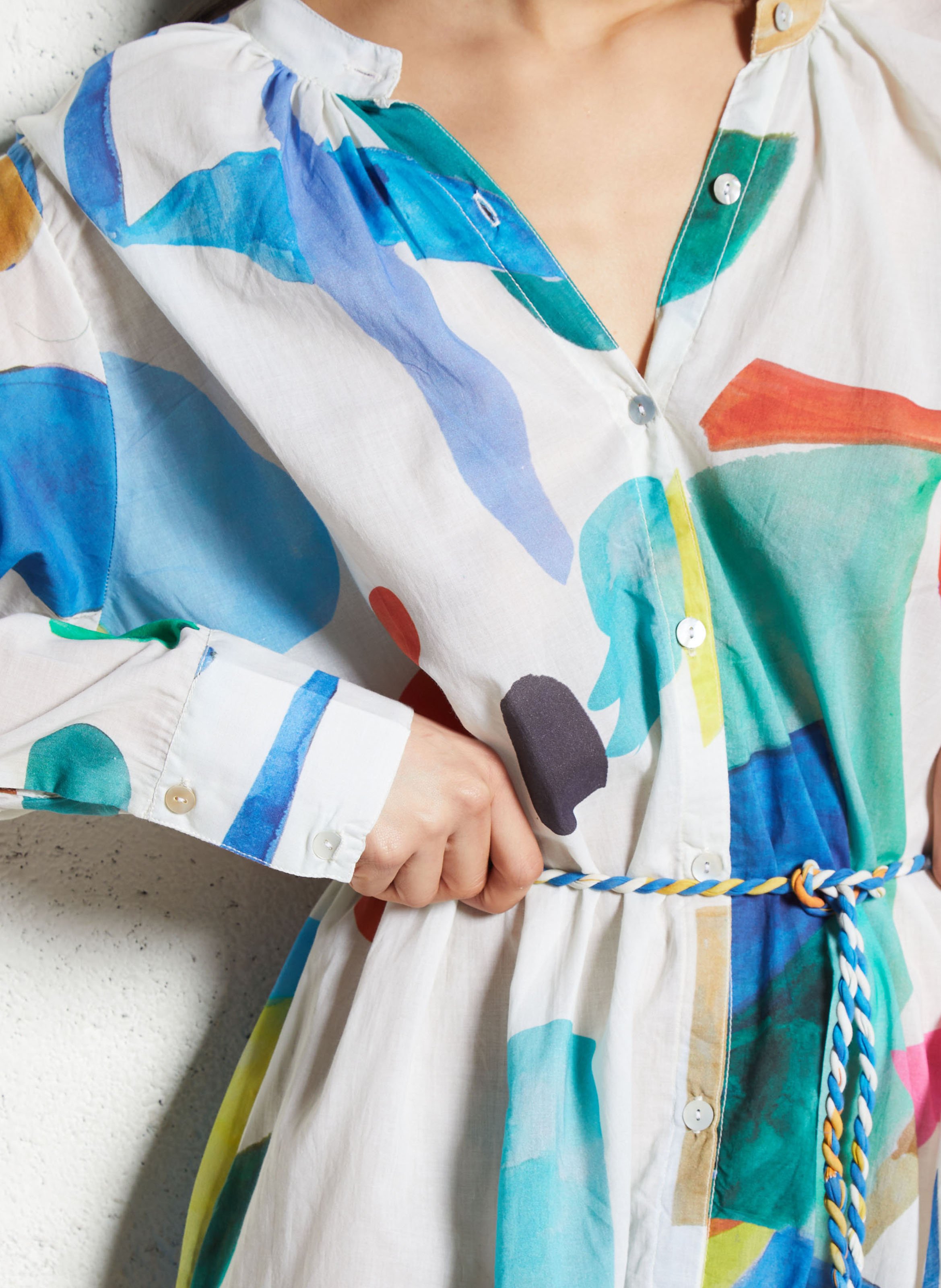 Langes Bio-Baumwollkleid mit Druck G.KERO Mehrfarbig