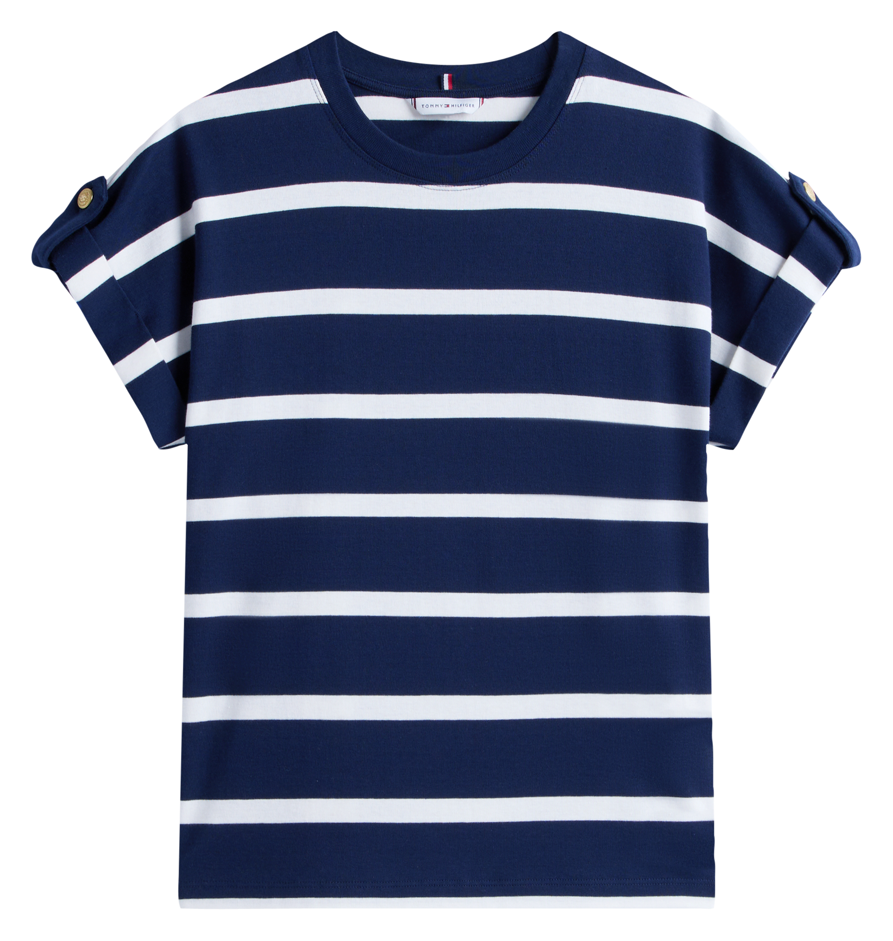 Tee-shirt col rond en coton rayé TOMMY HILFIGER Bleu