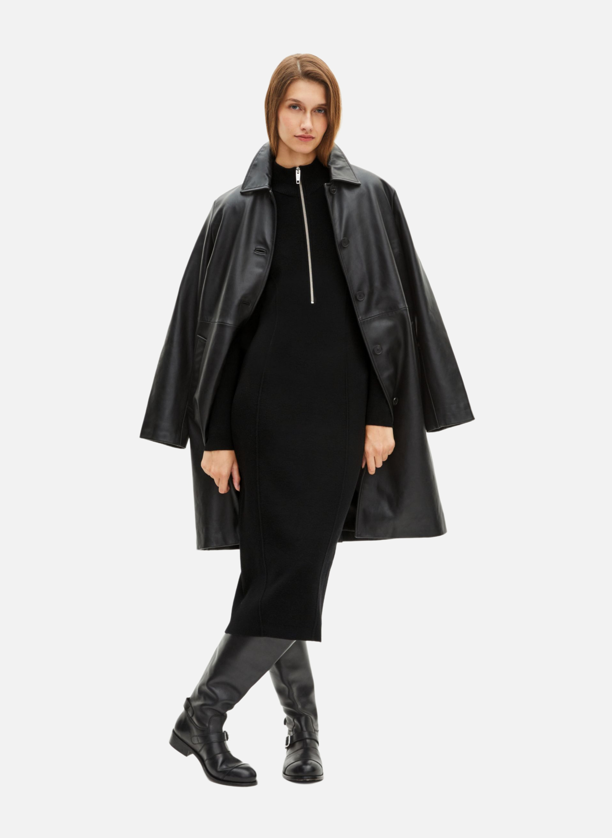 Robe longue en laine mélangée col zippé THE KOOPLES Noir