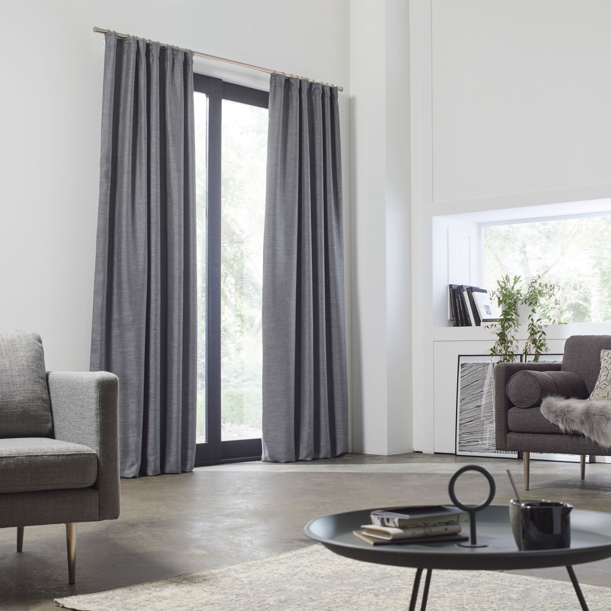 LINA - Blackout curtain with gathering tape MADURA Grey