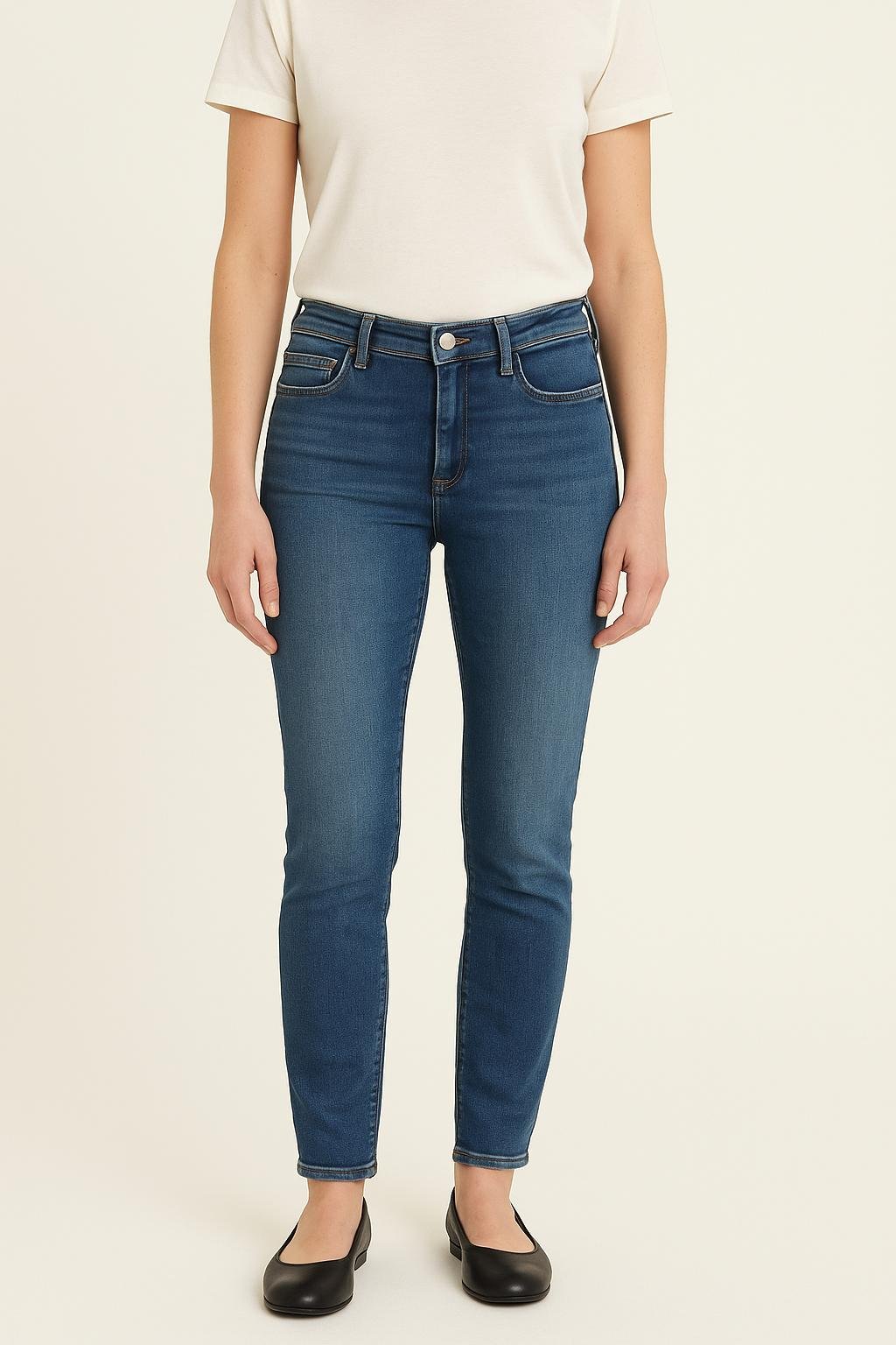 Cropped slim jeans with studs ACNE STUDIOS - Seconde Main Blue